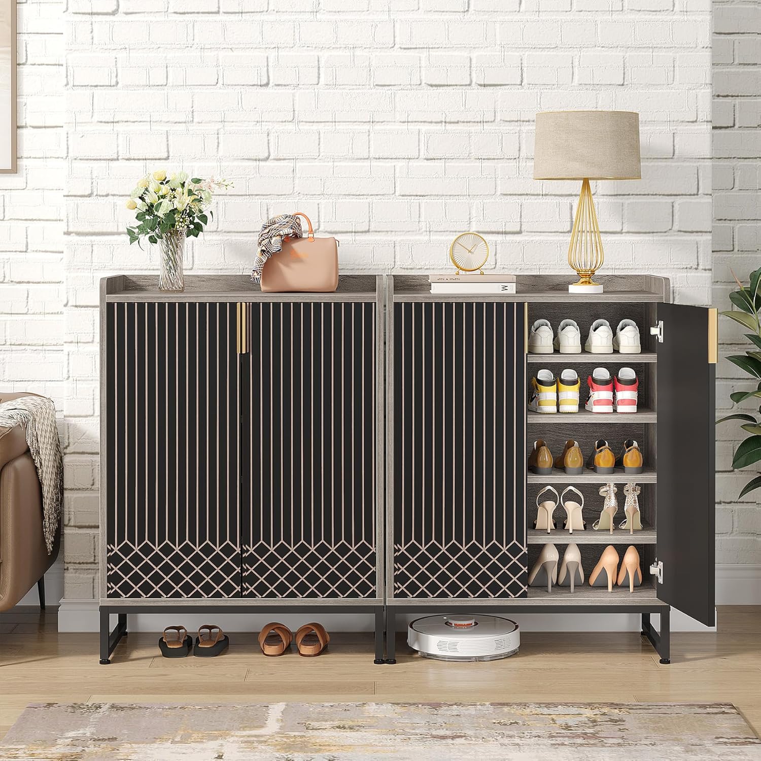 Tribesigns – Armoire à chaussures avec portes, armoire de rangement à chaussures à 5 niveaux pour l'entrée, armoire de rangement à chaussures en bois