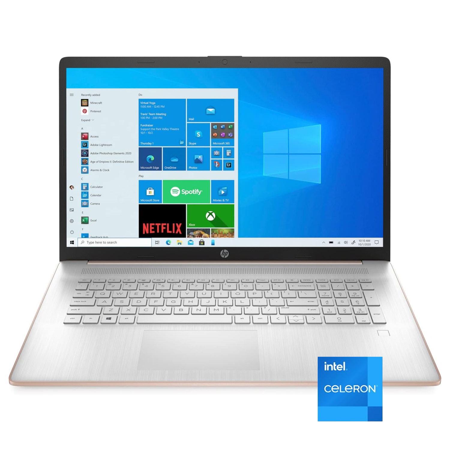 HP 17.3" HD+ BrightView Laptop - Rose Gold(Intel Celeron N4120/ 256GB SSD /4GB RAM/Windows 11 Pro)