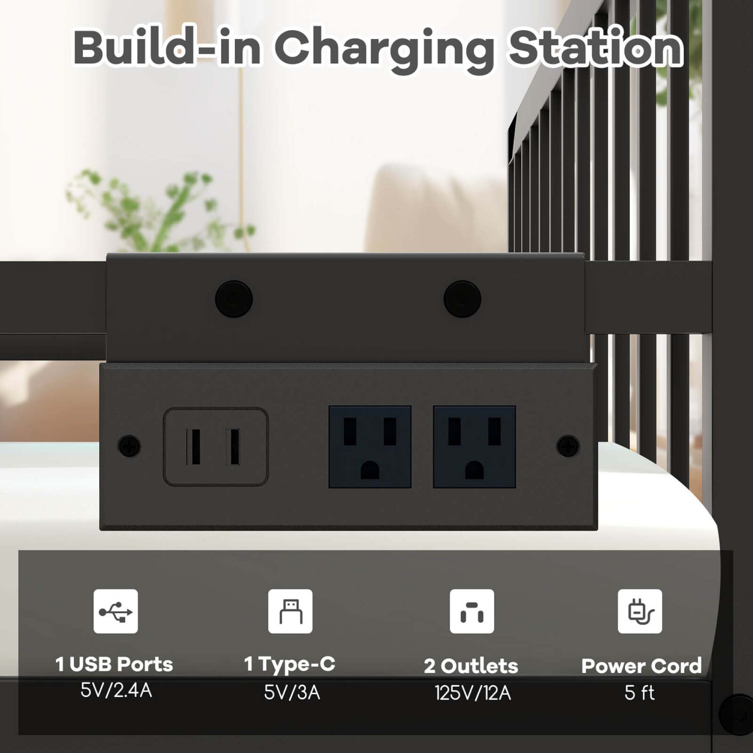 Costway Twin Size Daybed with Pop-up Trundle Charging Station & LED Lights for Living Room