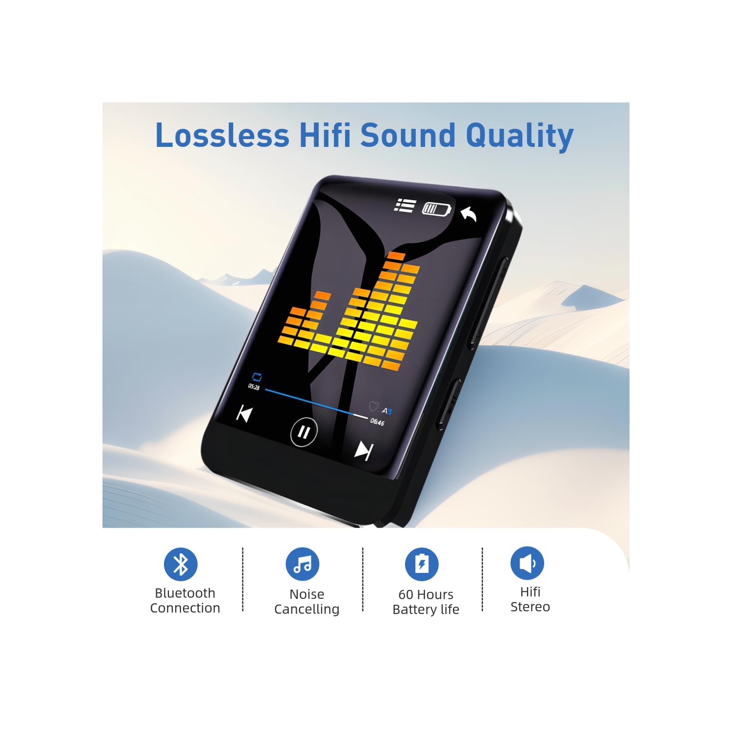 64GB High-Resolution Touch Screen MP3 Music Player with Bluetooth 5.0,Portable High Fidelity Lossless Sound Quality Walkman