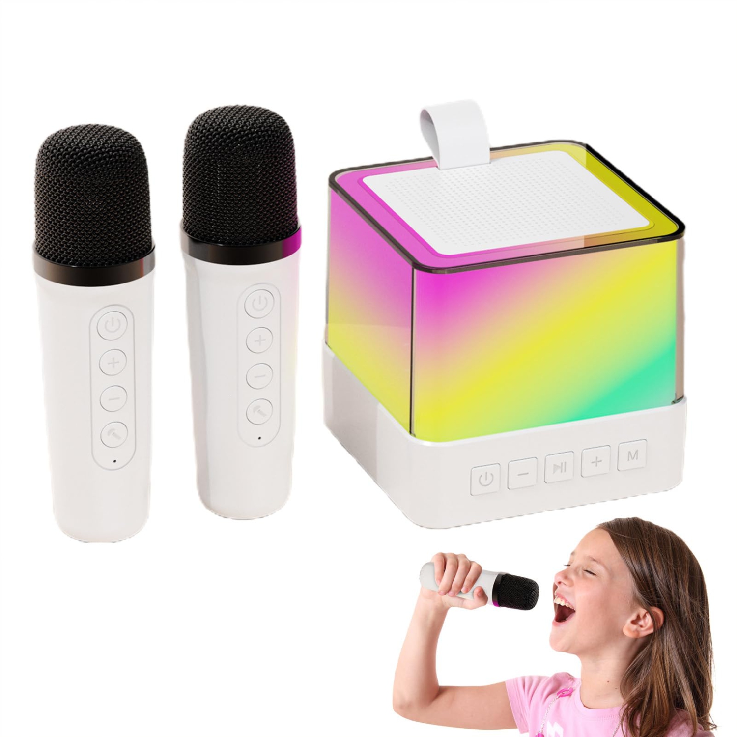 Karaoke Machine with Wireless Microphone with 2 Wireless Microphones, Party Speaker, Stable Transmission Karaoke Speaker System for Family Reunions