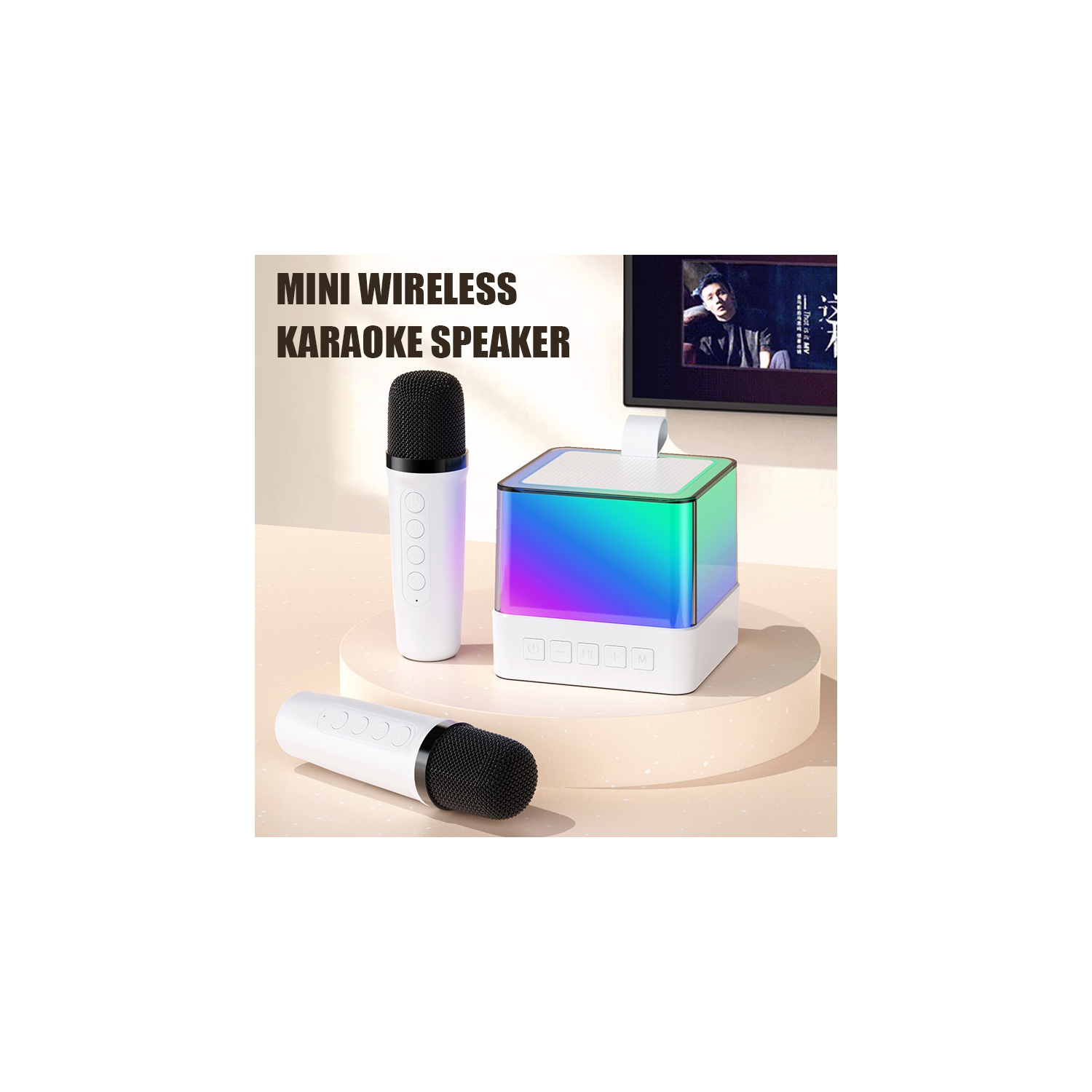 Karaoke Machine with Wireless Microphone with 2 Wireless Microphones, Party Speaker, Stable Transmission Karaoke Speaker System for Family Reunions