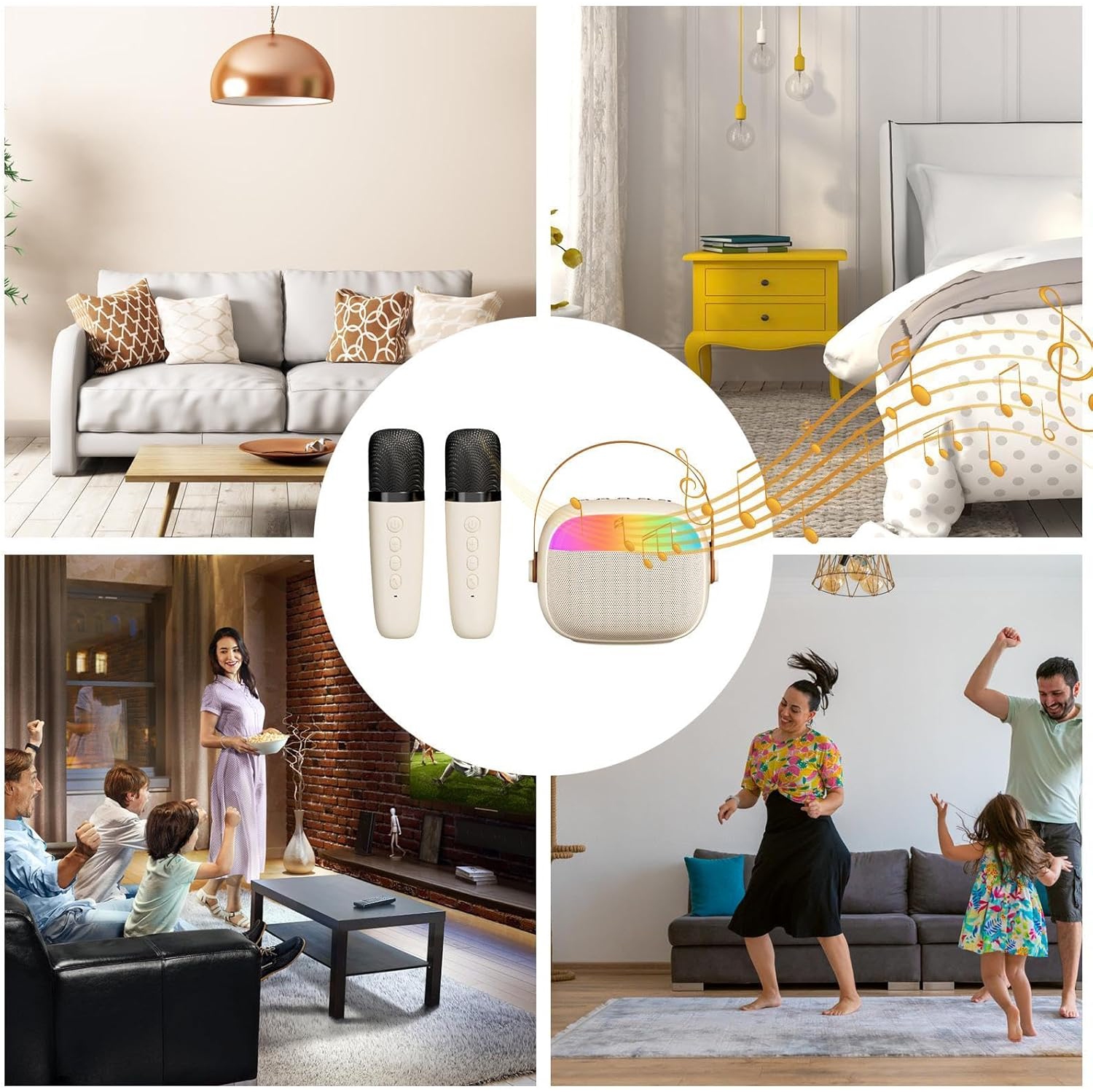 Mini Karaoke Machine for Kids Adults, Portable Karaoke Machine,Bluetooth Speaker with 2 Wireless Microphones and LED Lights, Birthday Gifts for Girls