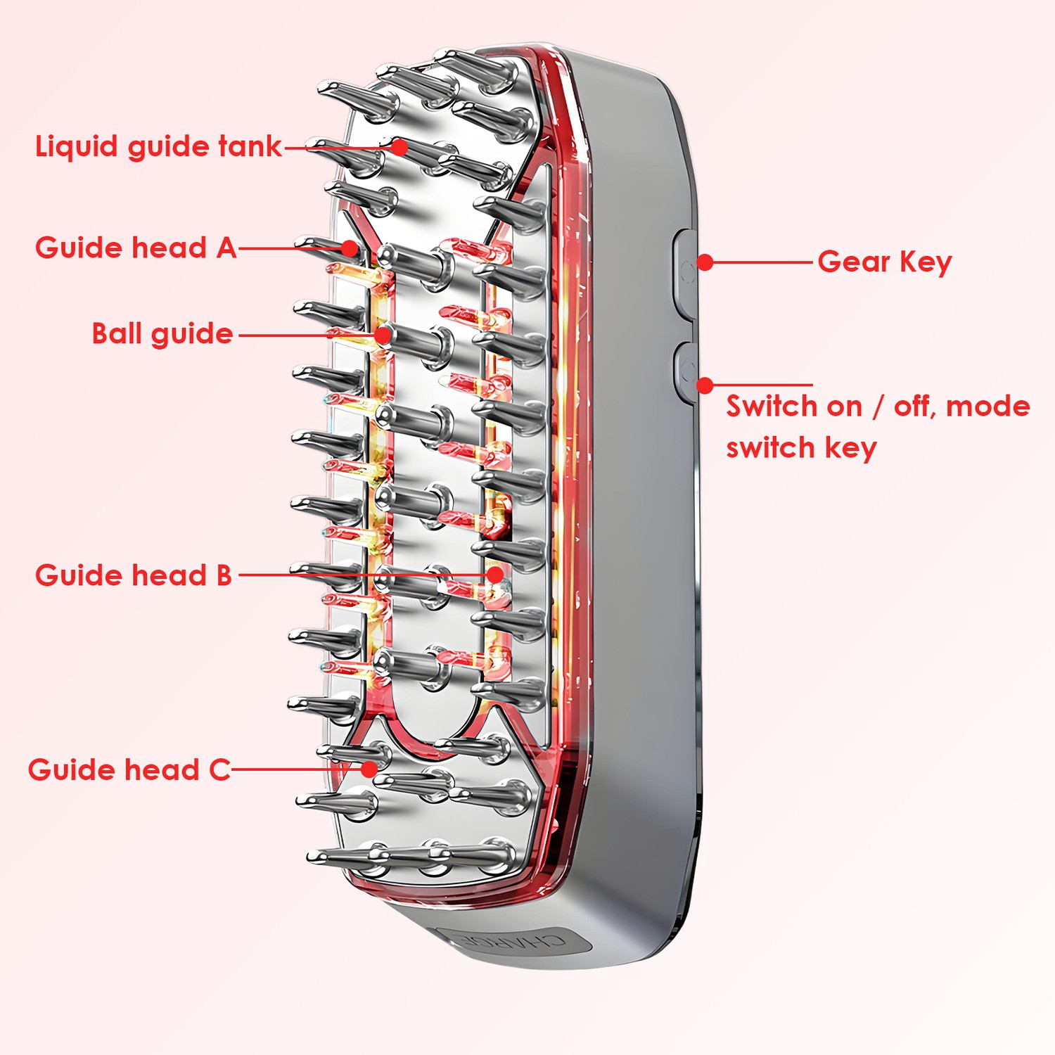 Peigne de croissance des cheveux chevelus, massage de la tête avec des essences médicinales, augmentation de la densité des cheveux, contrôle de