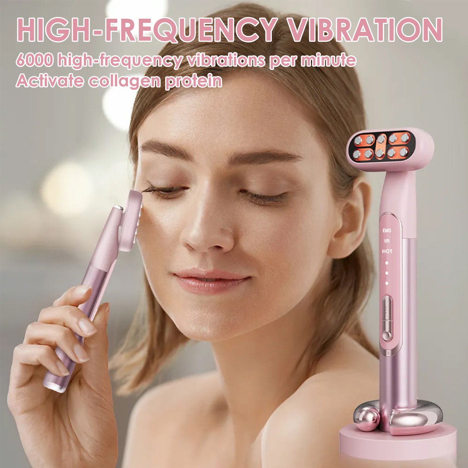 Vendre à succès EMS Micro-courant Hot Compress Lighten Dark Circles Electric Eye Skin incare Wand Anti Aging Therapy Eye Massager pour les yeux