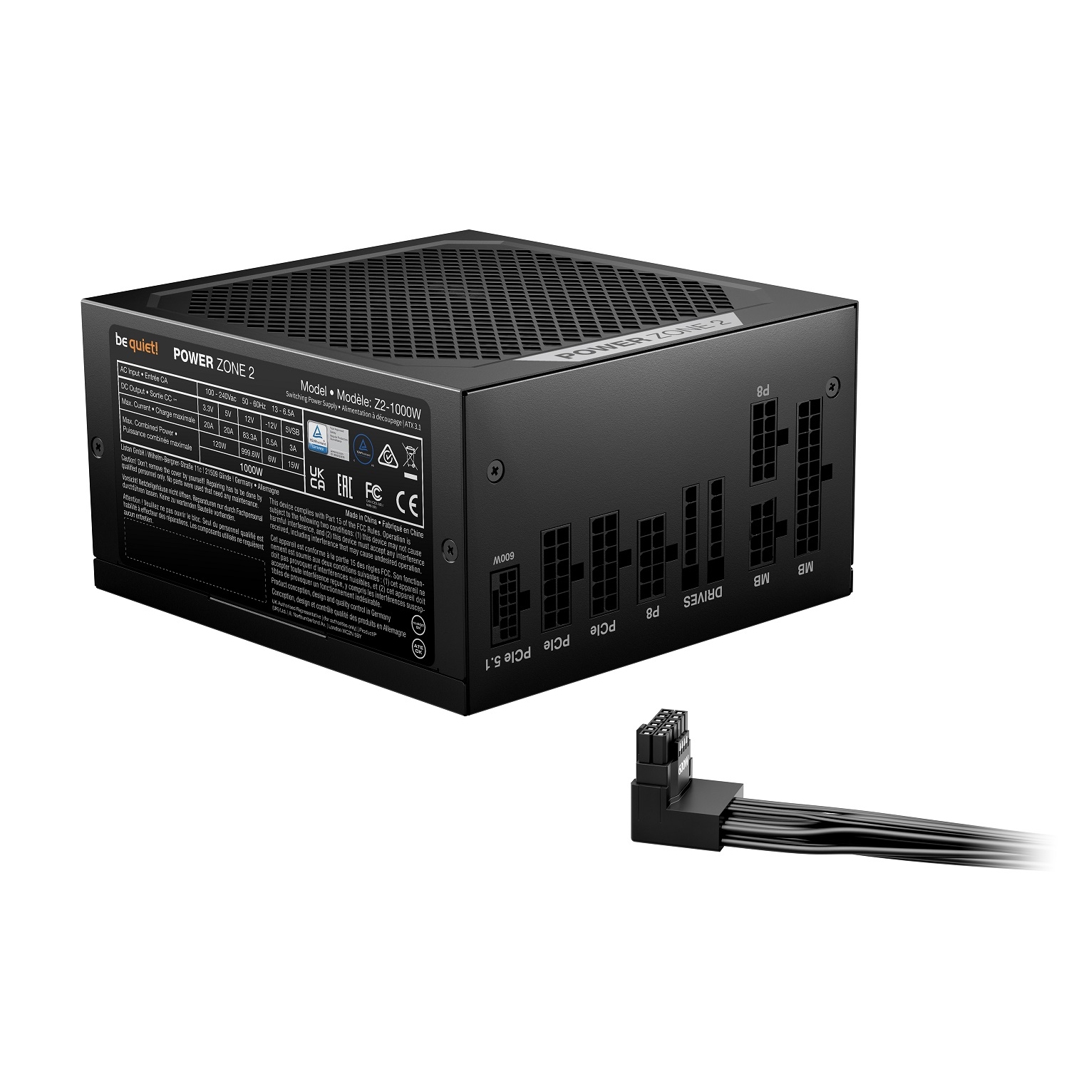 be quiet! Power Supply BP008US POWER ZONE 2 1000W Platinum Efficiency with Semi-Passive Cooling