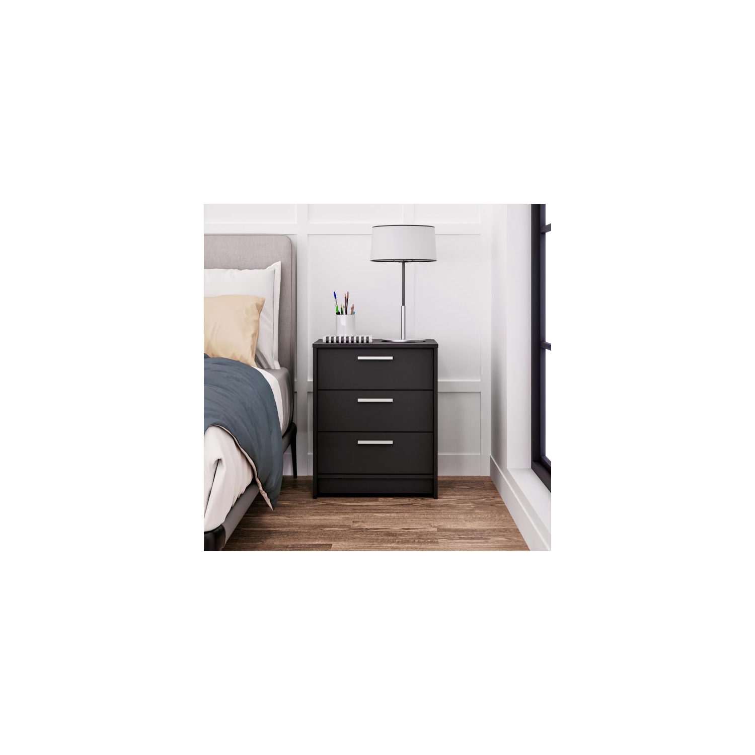 Studio Essentials 3-drawer Nightstand in Black