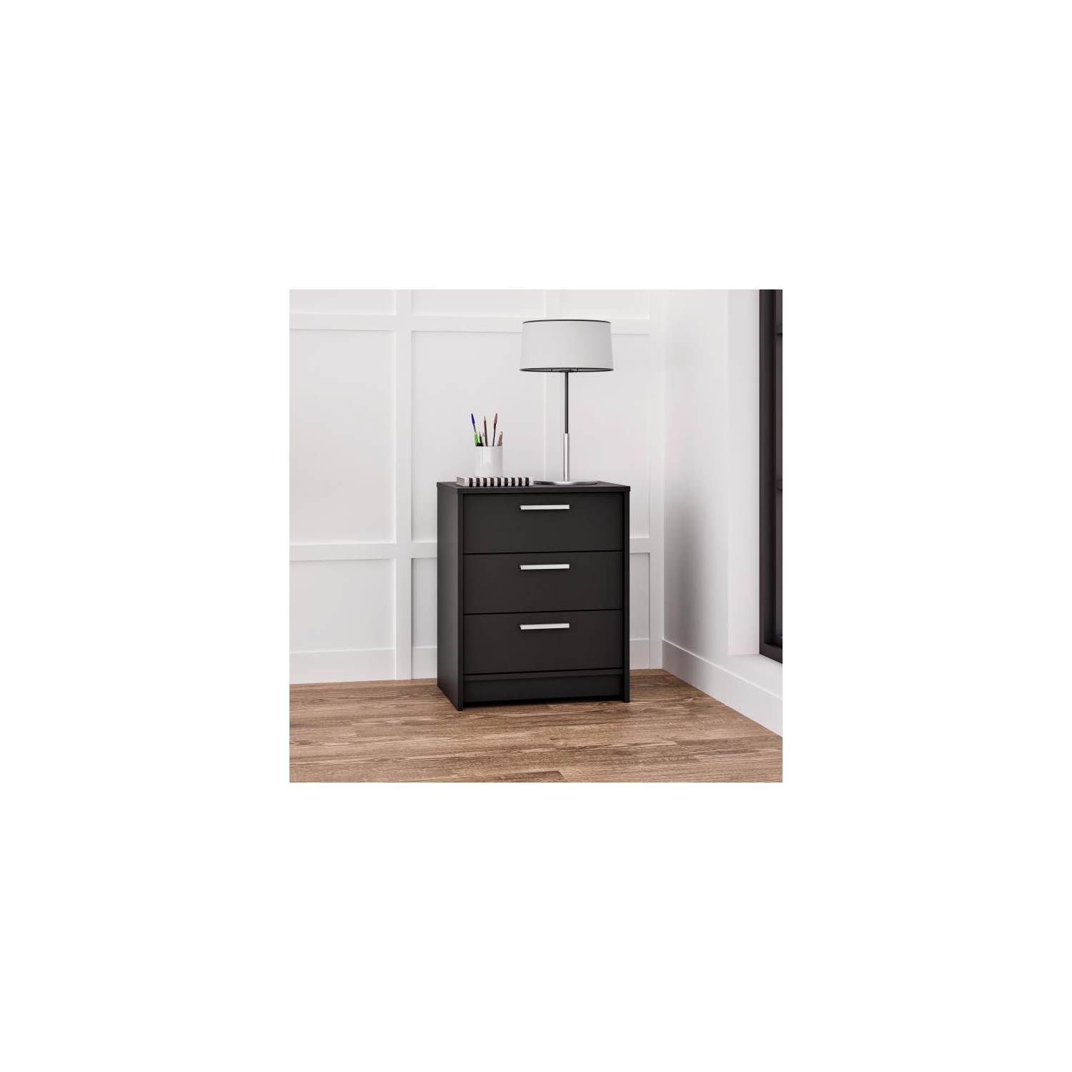 Studio Essentials 3-drawer Nightstand in Black