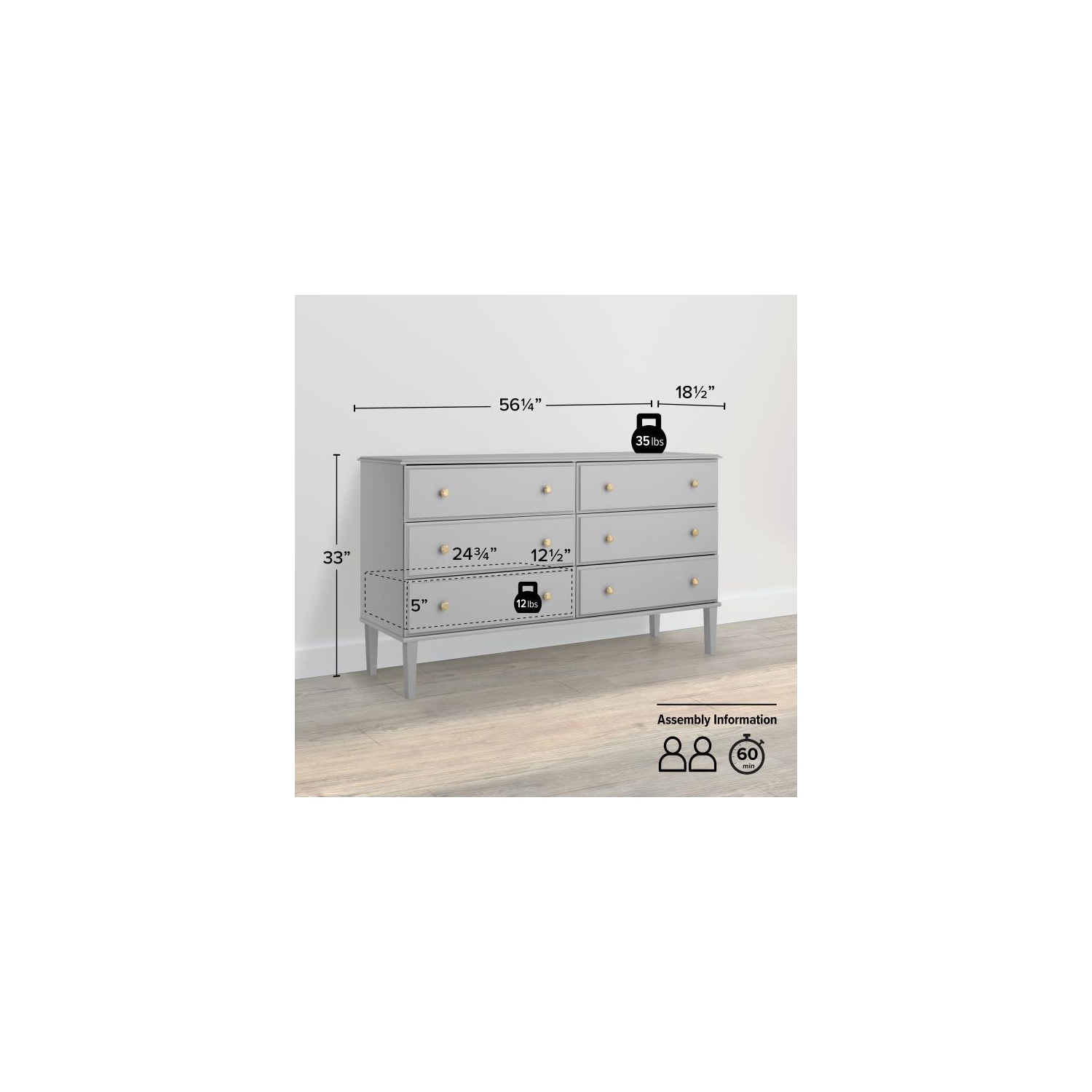 Lux 6 Drawer Dresser