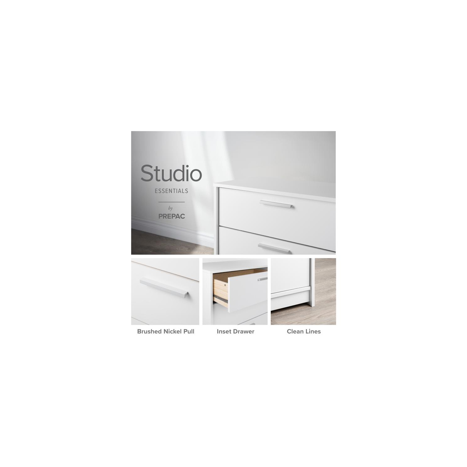Studio Essentials 2-drawer Nightstand in White