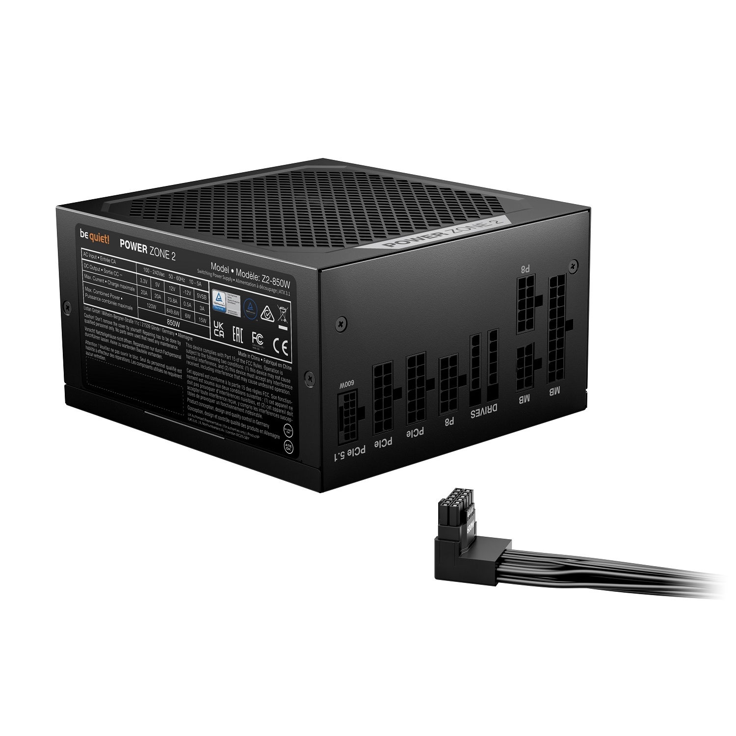 be quiet! Power Supply BP007US POWER ZONE 2 850W Platinum Efficiency with Semi-Passive Cooling