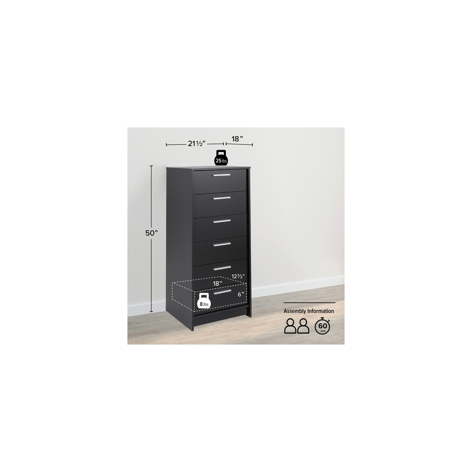 Studio Essentials 6-drawer Tall Chest