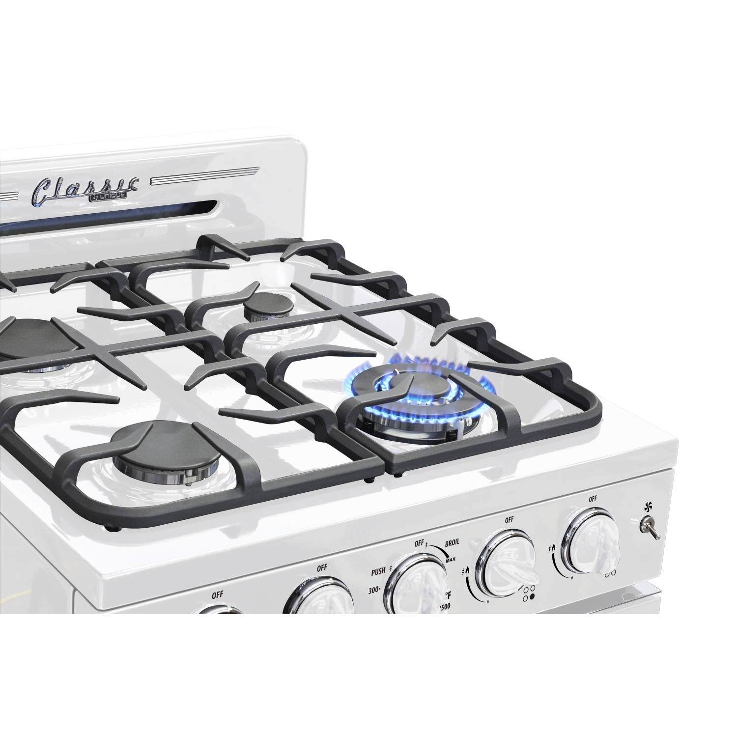 Scratch and Dented - Unique Classic Retro 24" 2.9 Cu. Ft. Fan Convection Freestanding Gas Range (UGP-24CR W) - Marshmallow White