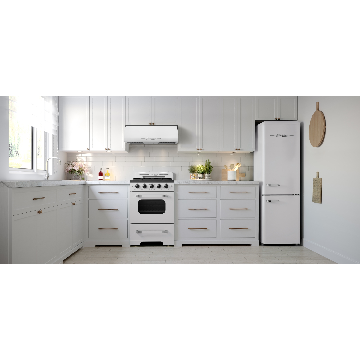 Scratch and Dented - Unique Classic Retro 24" 2.9 Cu. Ft. Fan Convection Freestanding Gas Range (UGP-24CR W) - Marshmallow White