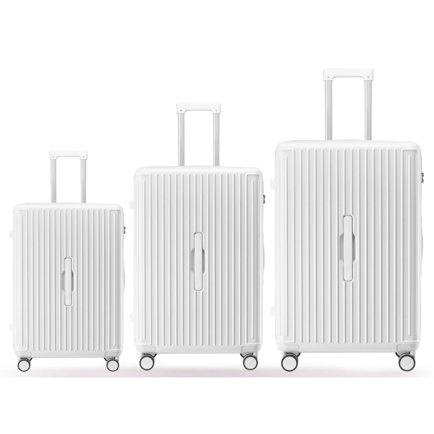 WINGOMART 3-Piece Luggage Set Lightweight Durable PC+ABS Hardshell, Double Spinner Wheels, TSA Lock - 22in/26IN/30in - WHITE