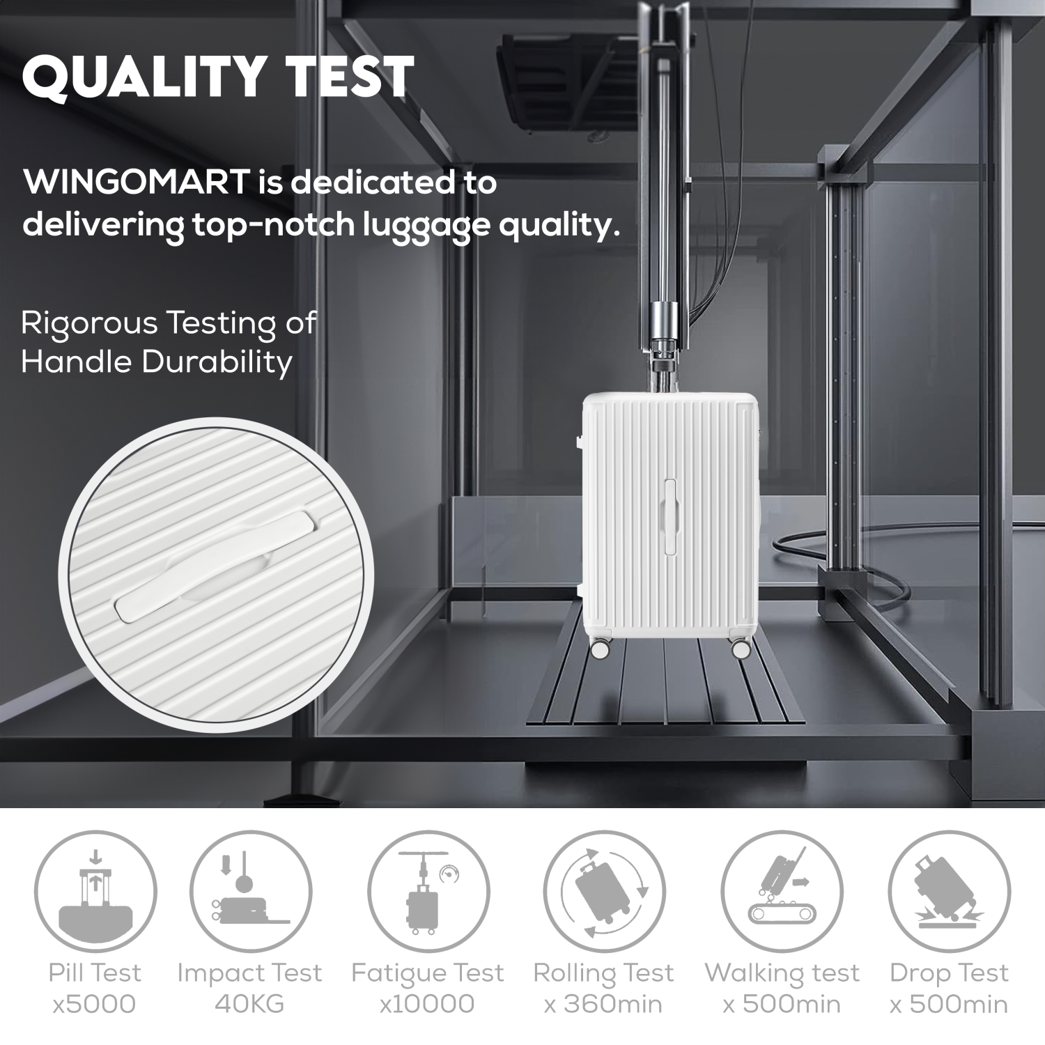 WINGOMART 3-Piece Luggage Set Lightweight Durable PC+ABS Hardshell, Double Spinner Wheels, TSA Lock - 22in/26IN/30in - WHITE