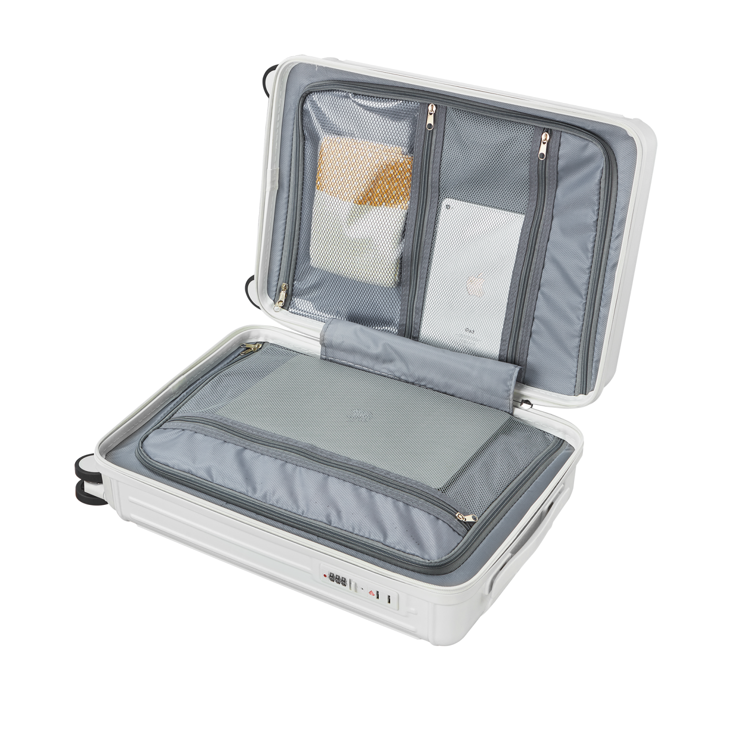 WINGOMART 3-Piece Luggage Set Lightweight Durable PC+ABS Hardshell, Double Spinner Wheels, TSA Lock - 22in/26IN/30in - WHITE