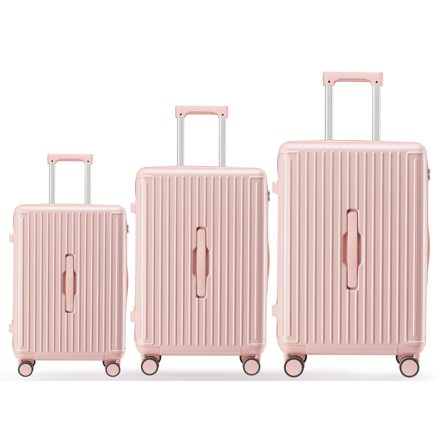WINGOMART 3-Piece Luggage Set Lightweight Durable PC+ABS Hardshell, Double Spinner Wheels, TSA Lock - 22in/26IN/30in - PINK
