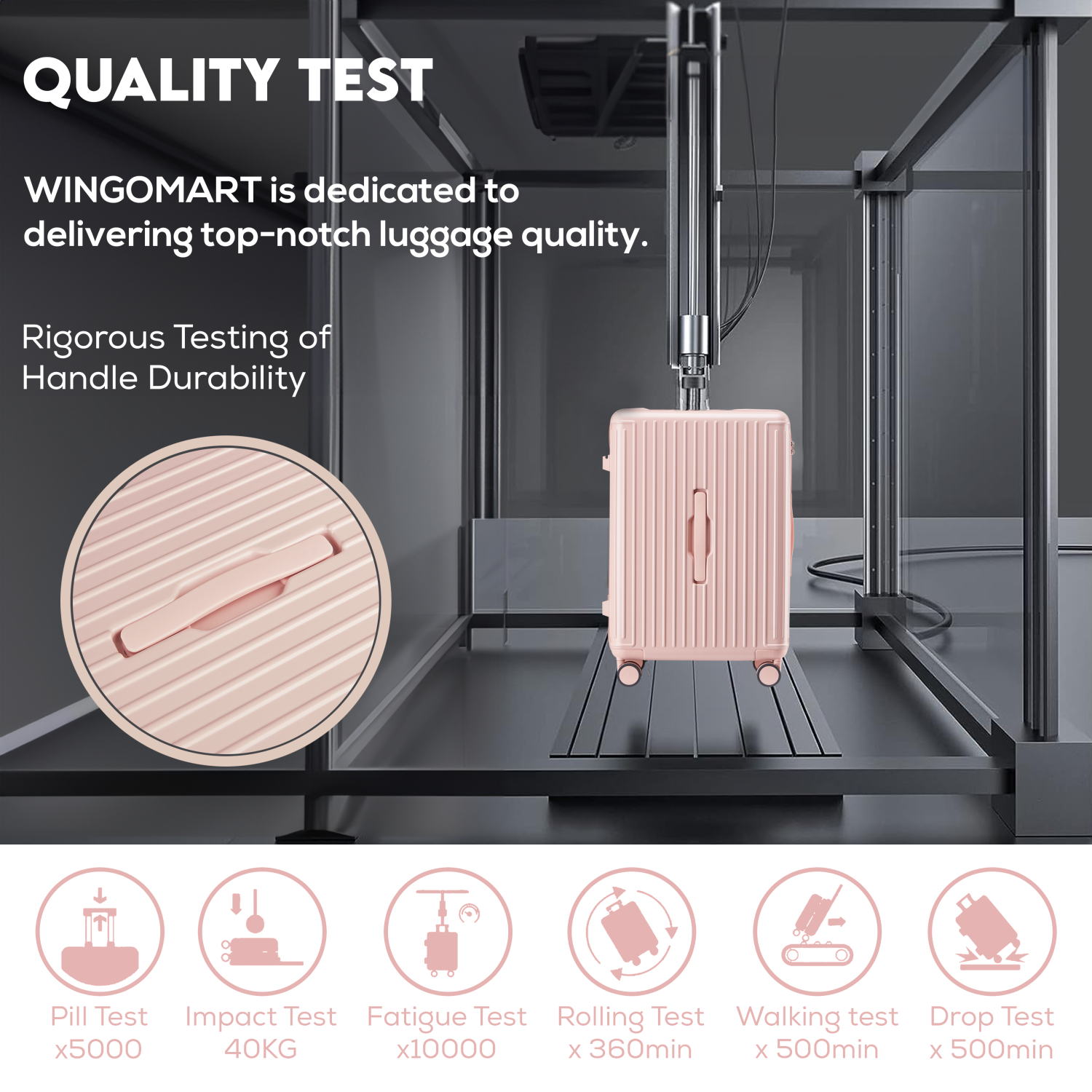 WINGOMART 3-Piece Luggage Set Lightweight Durable PC+ABS Hardshell, Double Spinner Wheels, TSA Lock - 22in/26IN/30in - PINK