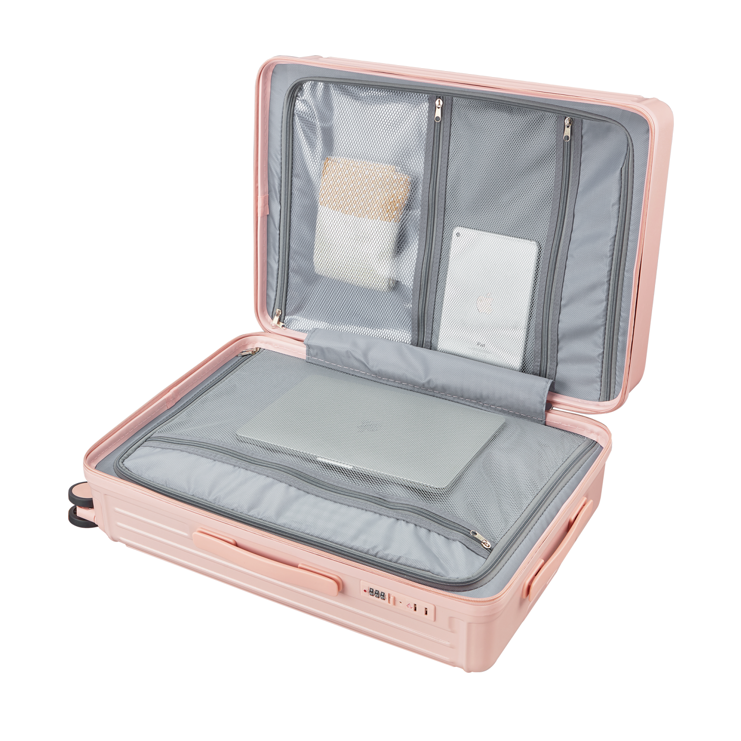 WINGOMART 3-Piece Luggage Set Lightweight Durable PC+ABS Hardshell, Double Spinner Wheels, TSA Lock - 22in/26IN/30in - PINK