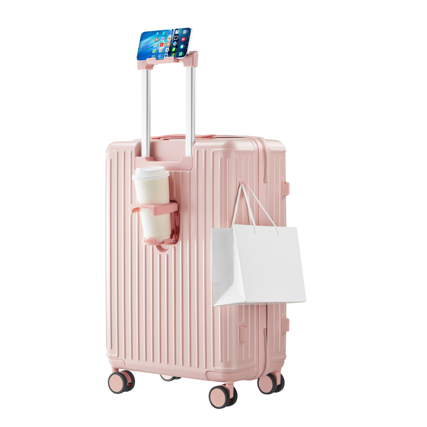WINGOMART 3-Piece Luggage Set Lightweight Durable PC+ABS Hardshell, Double Spinner Wheels, TSA Lock - 22in/26IN/30in - PINK