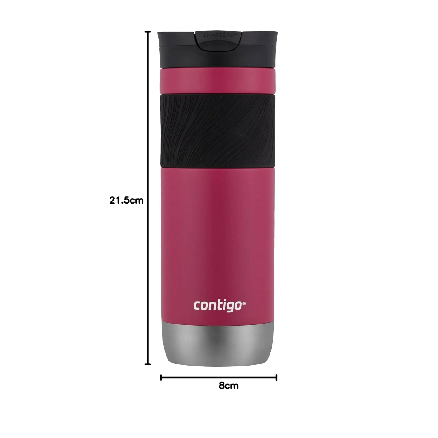 Contigo - SNAPSEAL Byron Stainless Steel Travel Mug, Insulated, 20oz / 568ml, Dragon Fruit Pink