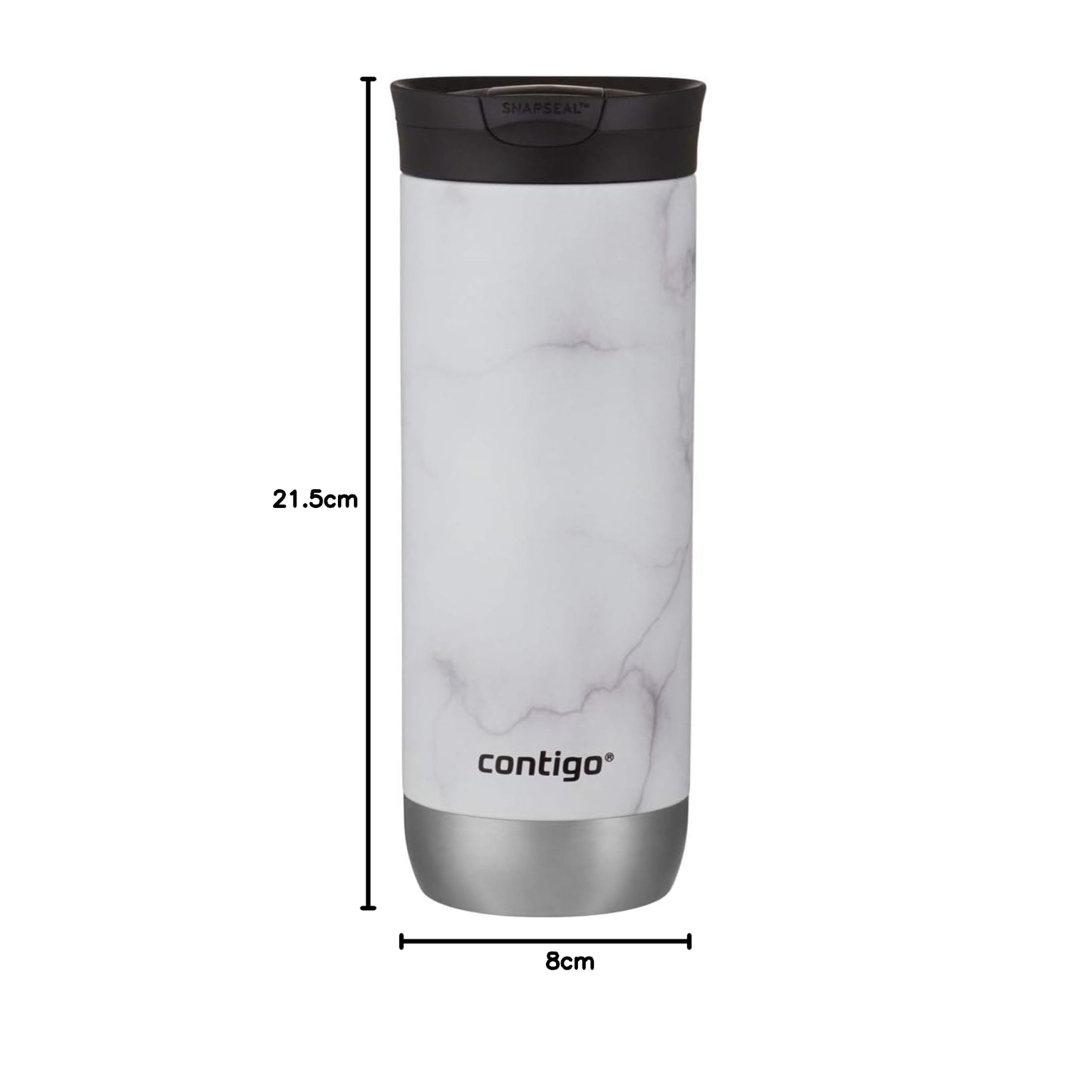 Contigo - SNAPSEAL Huron Couture 2.0 Stainless Steel Travel Mug, Insulated, 20oz / 568ml, Marble White