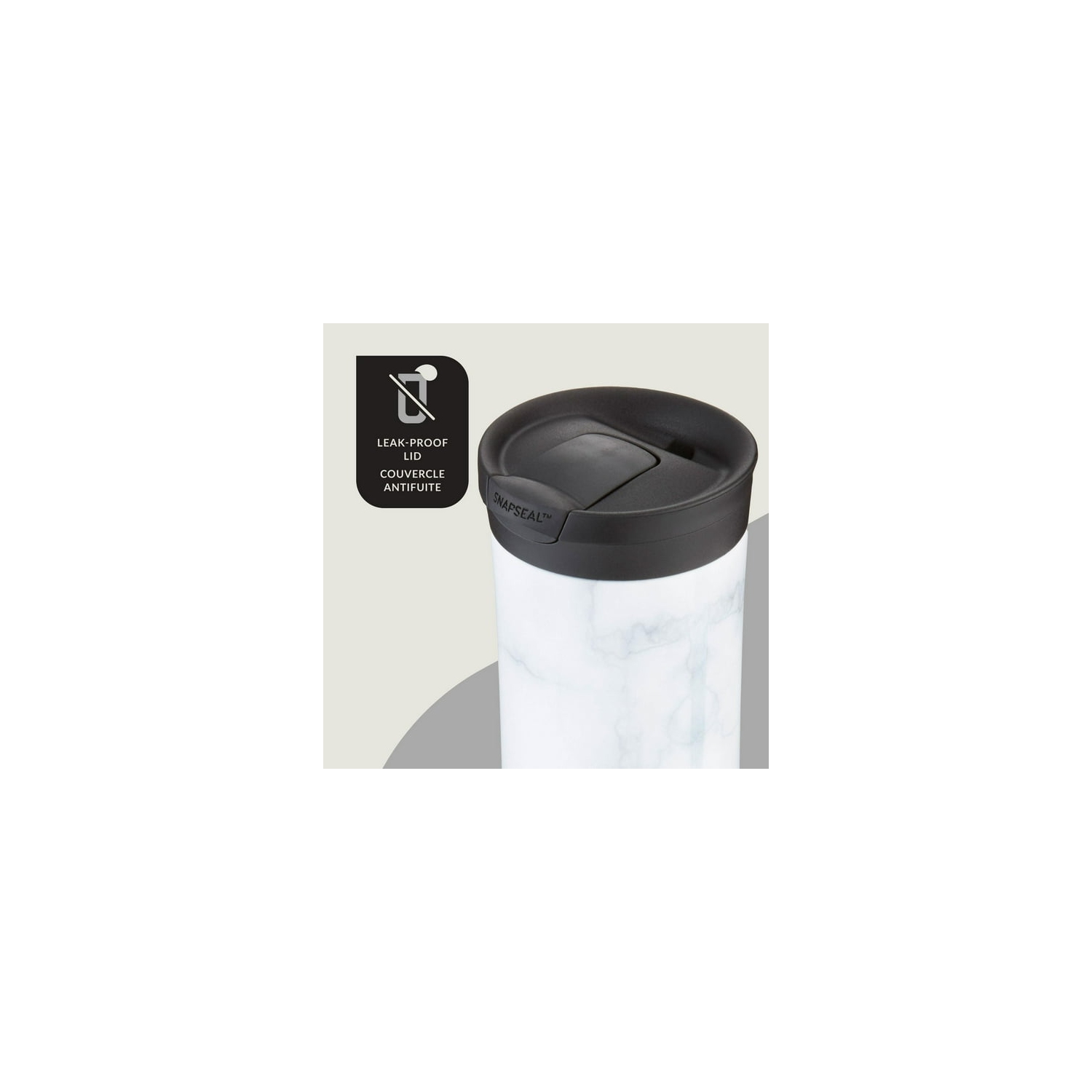 Contigo - SNAPSEAL Huron Couture 2.0 Stainless Steel Travel Mug, Insulated, 20oz / 568ml, Marble White
