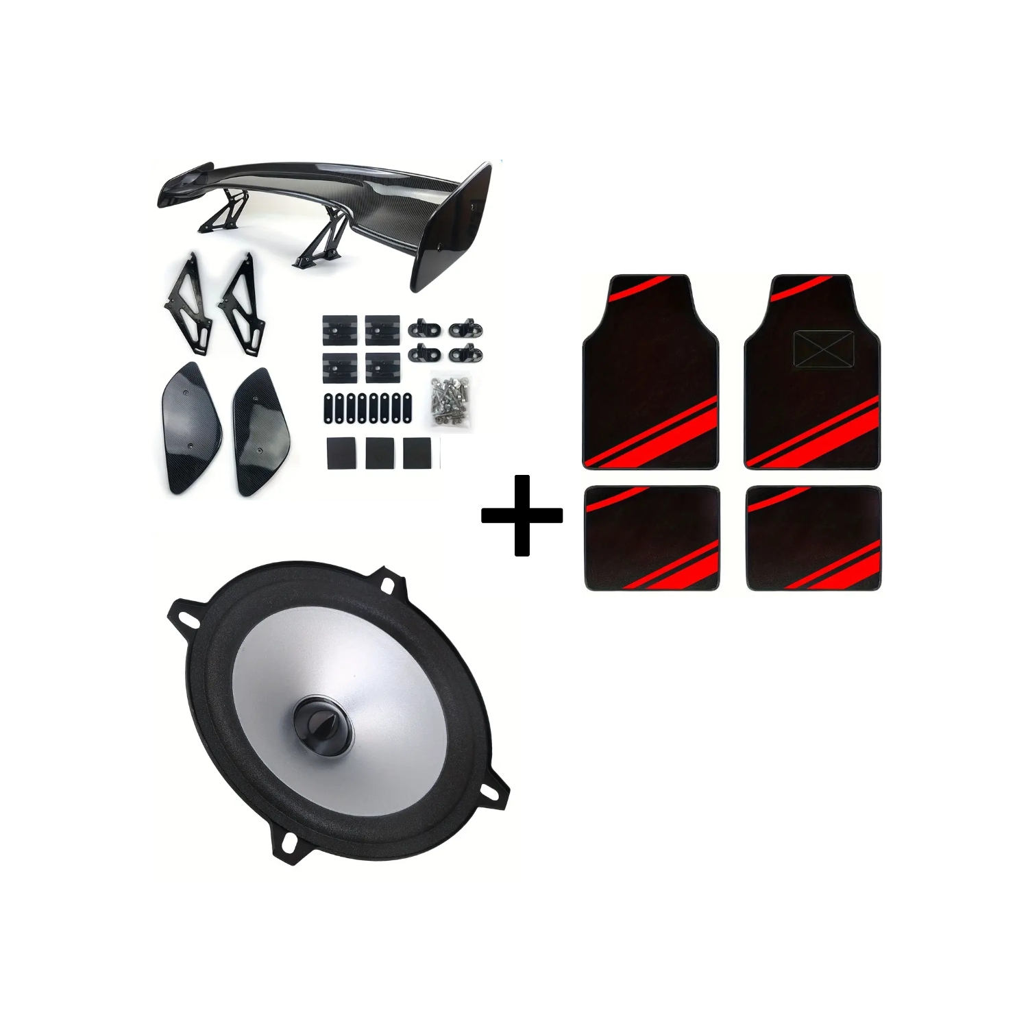 Aileron arrière réglable GT de 57&nbsp;po, 2 klaxon de voiture, ensemble de tapis protecteurs colorés universels