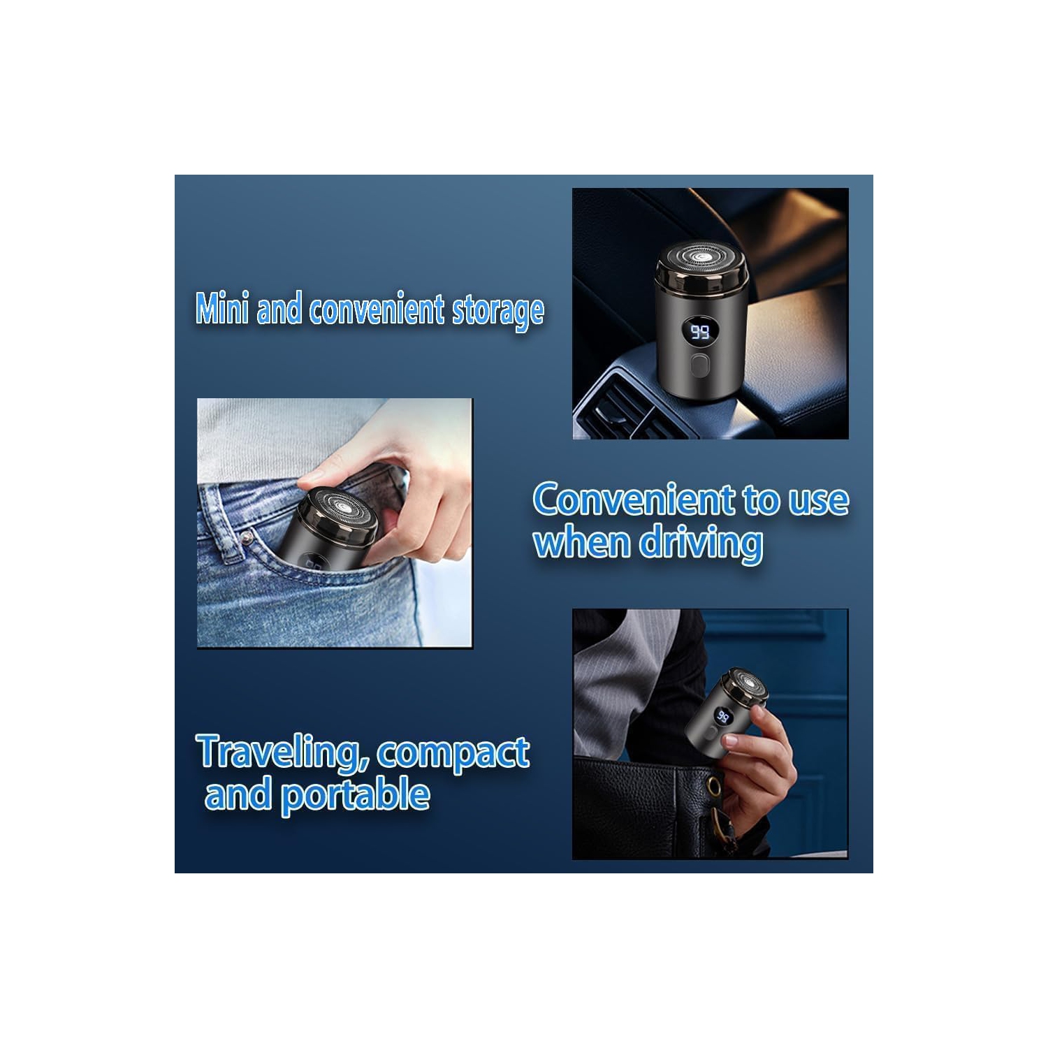 Mens Travel Mini Portable Electric Shaver,USB Charging Electric Razor,with Digital Battery Display,Compact Men Shaver for Office Business Travel Use