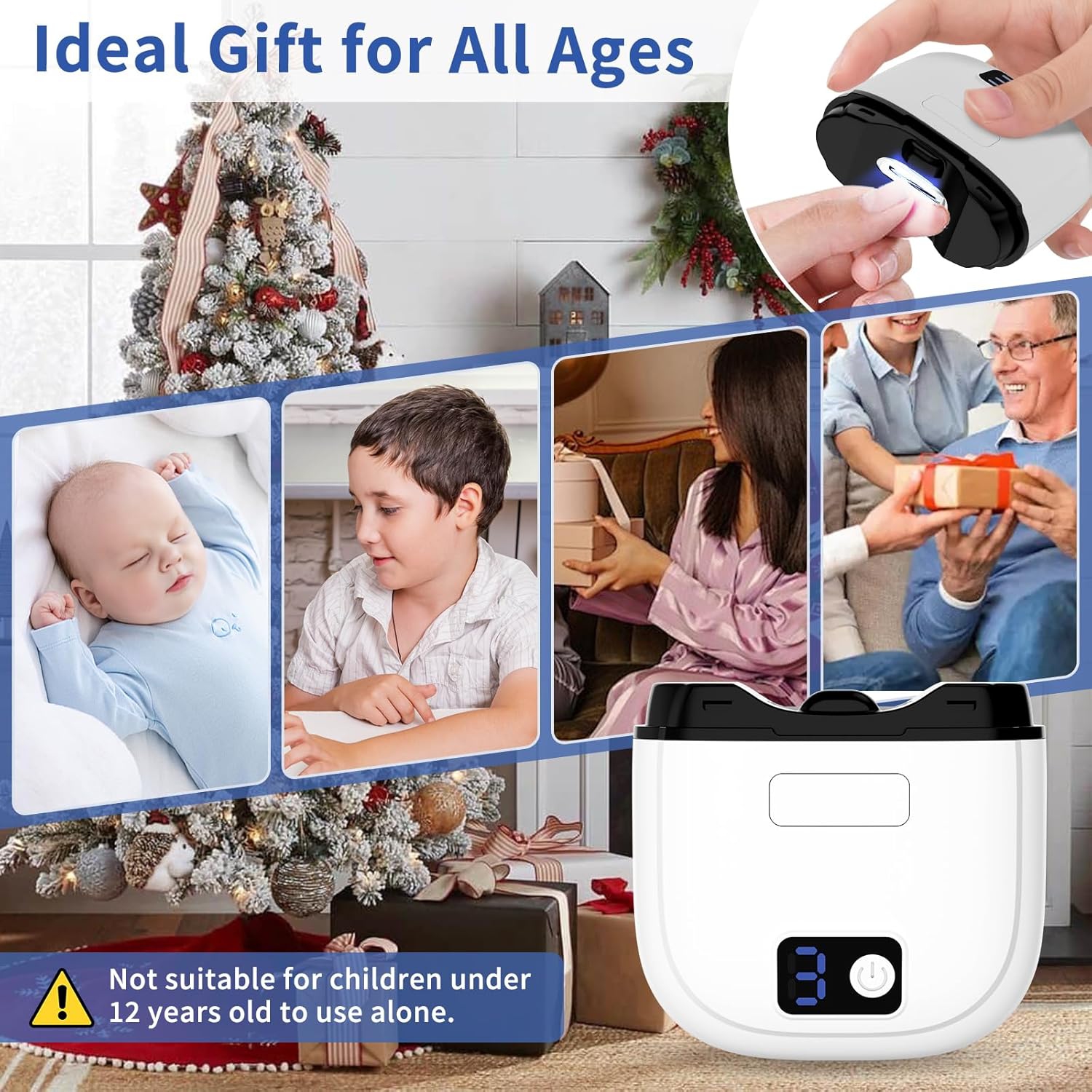 Electric Nail Clipper,3 Speeds Automatic Electric Nail Trimmer with LED Light,Rechargeable Electric Nail Clippers for Seniors,Electric Finger Toe