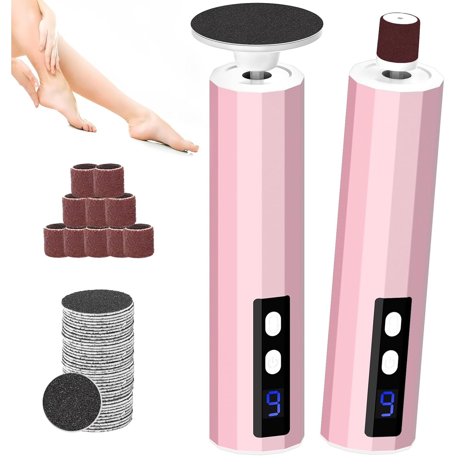 Electric Foot Callus Remover,2-in-1 Electric Foot Filer Nail Filer,Callus Remover for Feet with Sandpaper Discs,Professional Feet Care for Dead Skin