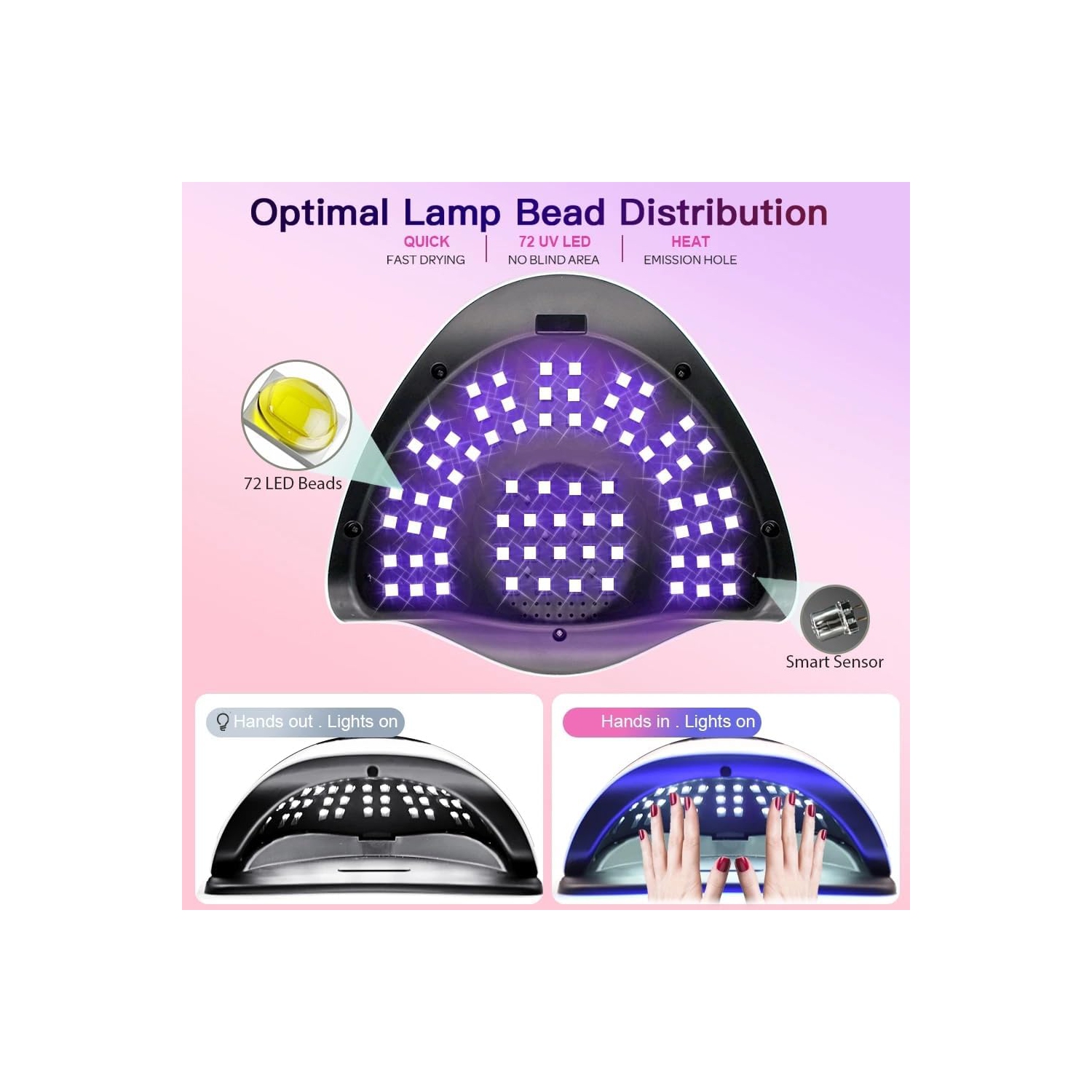 Lampe à ongles UV LED Professional LED Sèche-ongles pour ongles en gel,Écran tactile 4 minuteries et capteur automatique pour salon de coiffure,Lampe