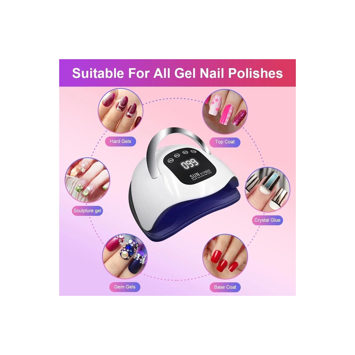 Lampe à ongles UV LED Professional LED Sèche-ongles pour ongles en gel,Écran tactile 4 minuteries et capteur automatique pour salon de coiffure,Lampe