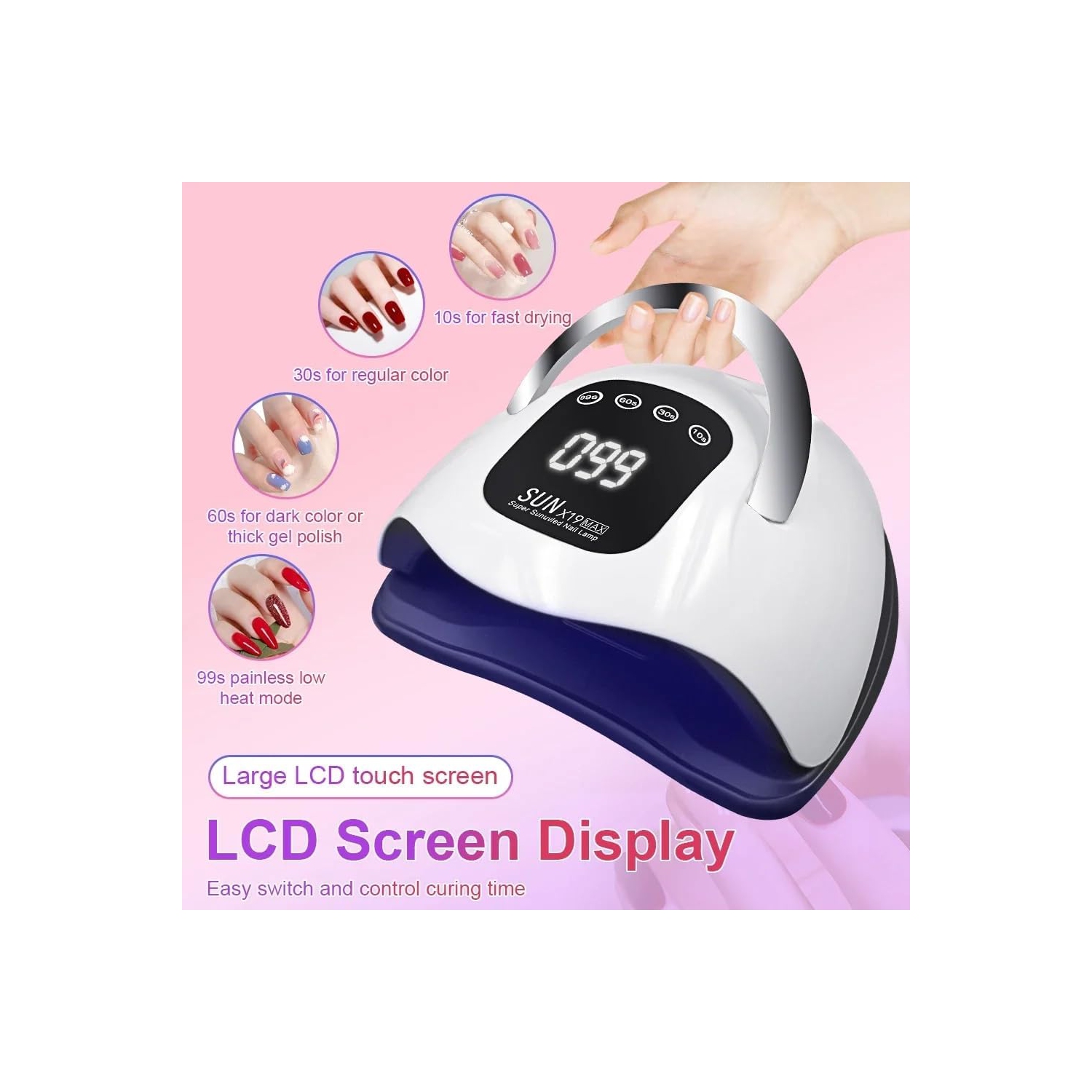 Lampe à ongles UV LED Professional LED Sèche-ongles pour ongles en gel,Écran tactile 4 minuteries et capteur automatique pour salon de coiffure,Lampe