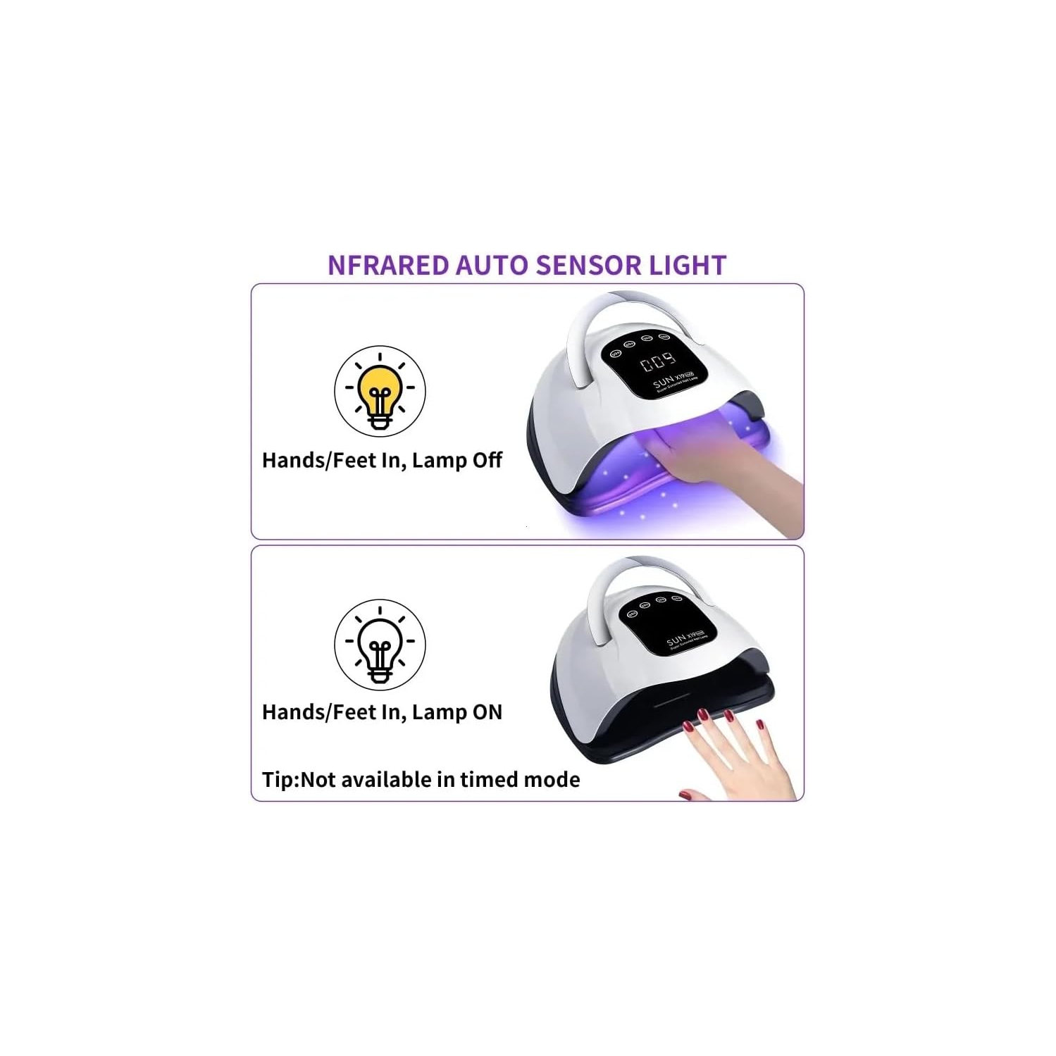 Lampe à ongles UV LED Professional LED Sèche-ongles pour ongles en gel,Écran tactile 4 minuteries et capteur automatique pour salon de coiffure,Lampe