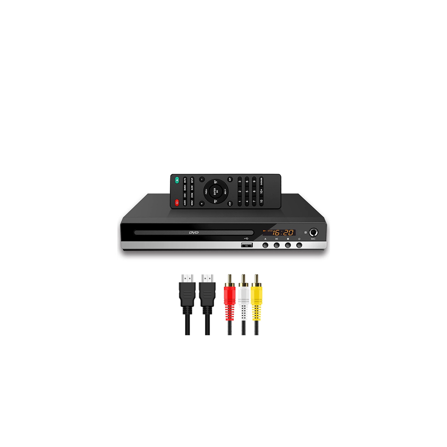 DVD Player for TV,Home CD Player with Remote HD Portable DVD Player HDMI & RCA Cables USB Input,Support Monitor & Projector