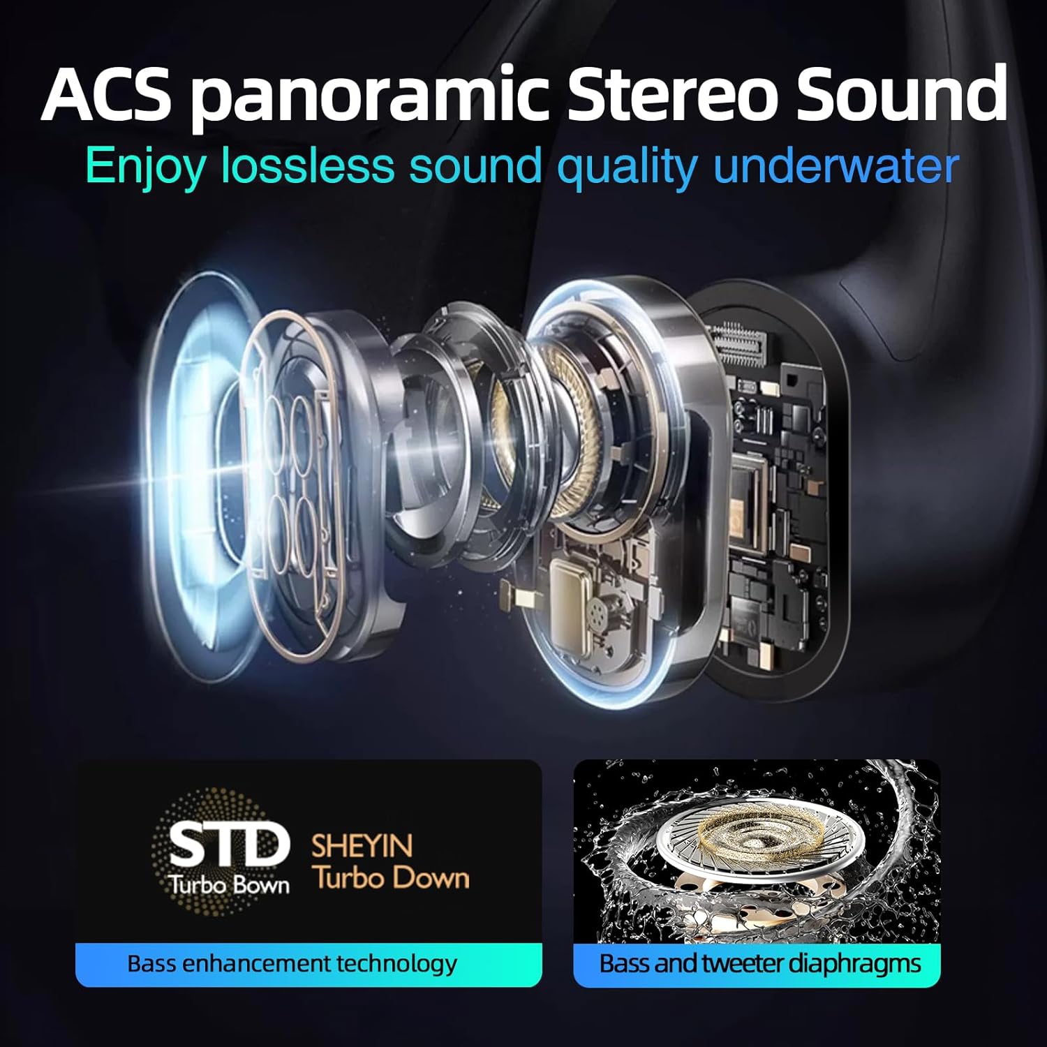 Écouteurs à conduction osseuse pour la natation, écouteurs étanches pour la natation Lecteur MP3 intégré Mémoire 32G, écouteurs sport Bluetooth sans