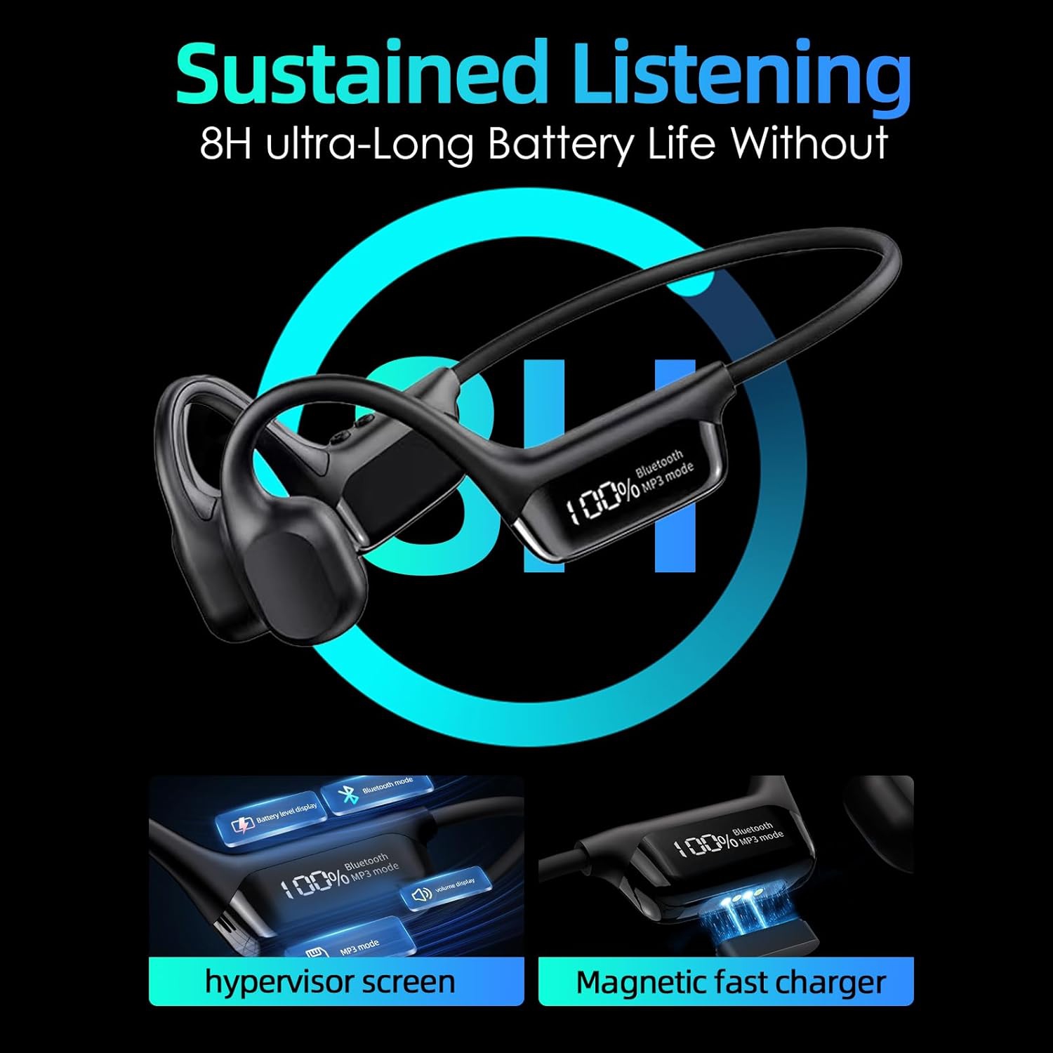 Écouteurs à conduction osseuse pour la natation, écouteurs étanches pour la natation Lecteur MP3 intégré Mémoire 32G, écouteurs sport Bluetooth sans