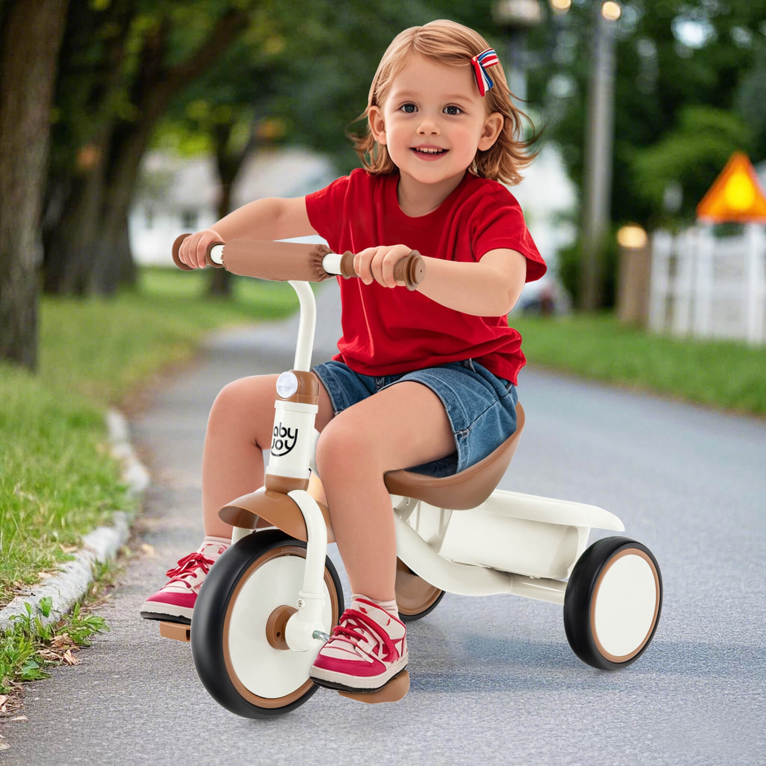 Tricycle pour tout-petit de Babyjoy Kids avec siège réglable et panier de rangement, vélo à 3 roues