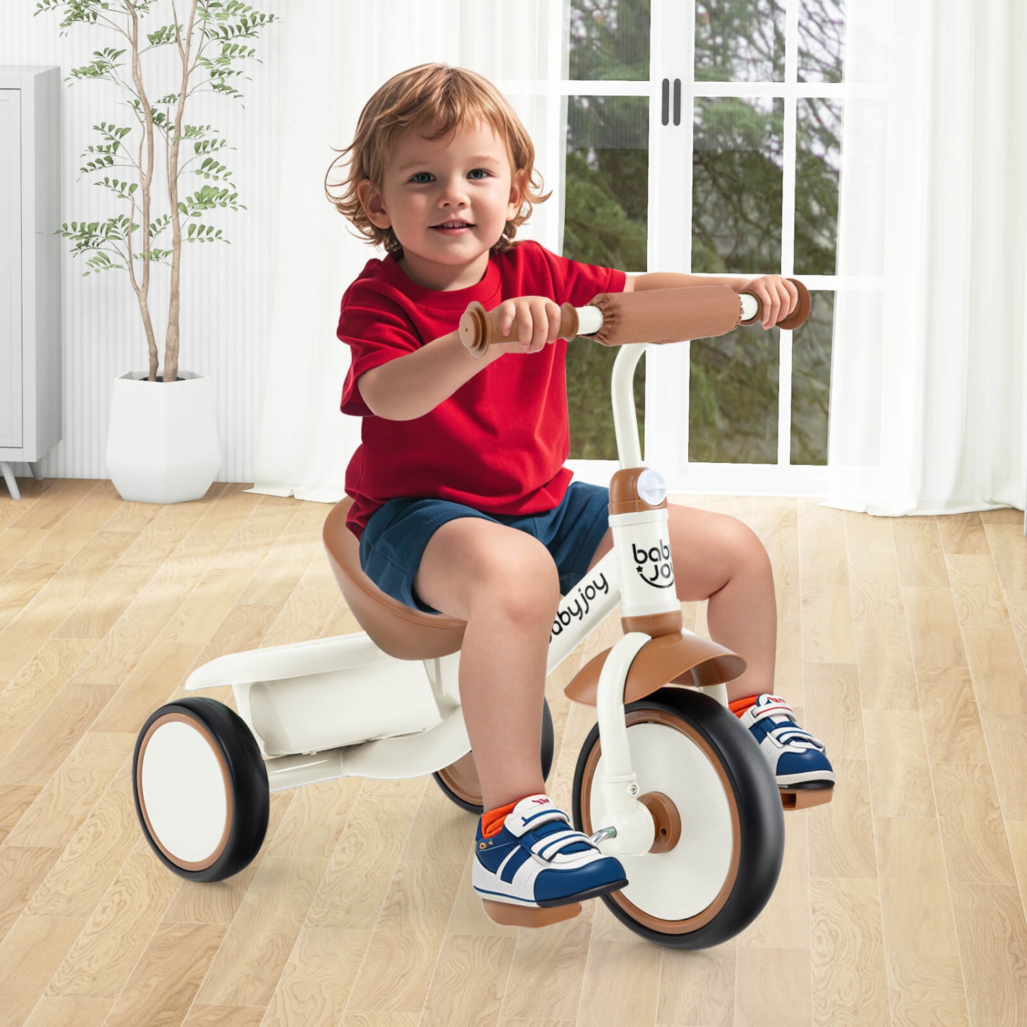 Tricycle pour tout-petit de Babyjoy Kids avec siège réglable et panier de rangement, vélo à 3 roues