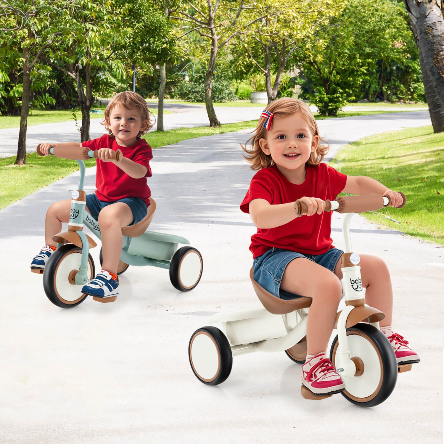 Tricycle pour tout-petit de Babyjoy Kids avec siège réglable et panier de rangement, vélo à 3 roues