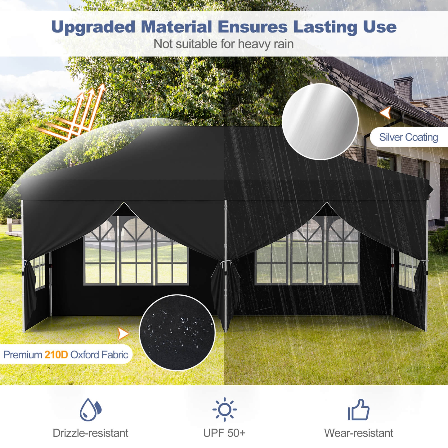 Costway 10 x 20FT Pop up Canopy Outdoor Canopy Tent with 6 Sidewalls Carrying Bag