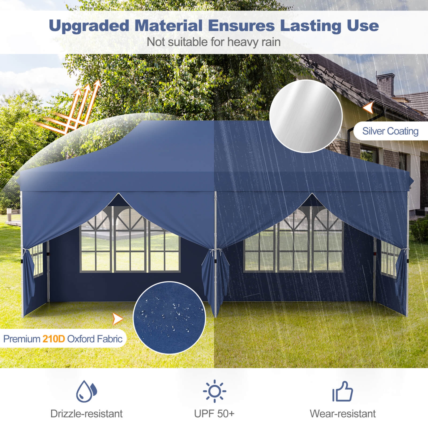 Costway 10 x 20FT Pop up Canopy Outdoor Canopy Tent with 6 Sidewalls Carrying Bag