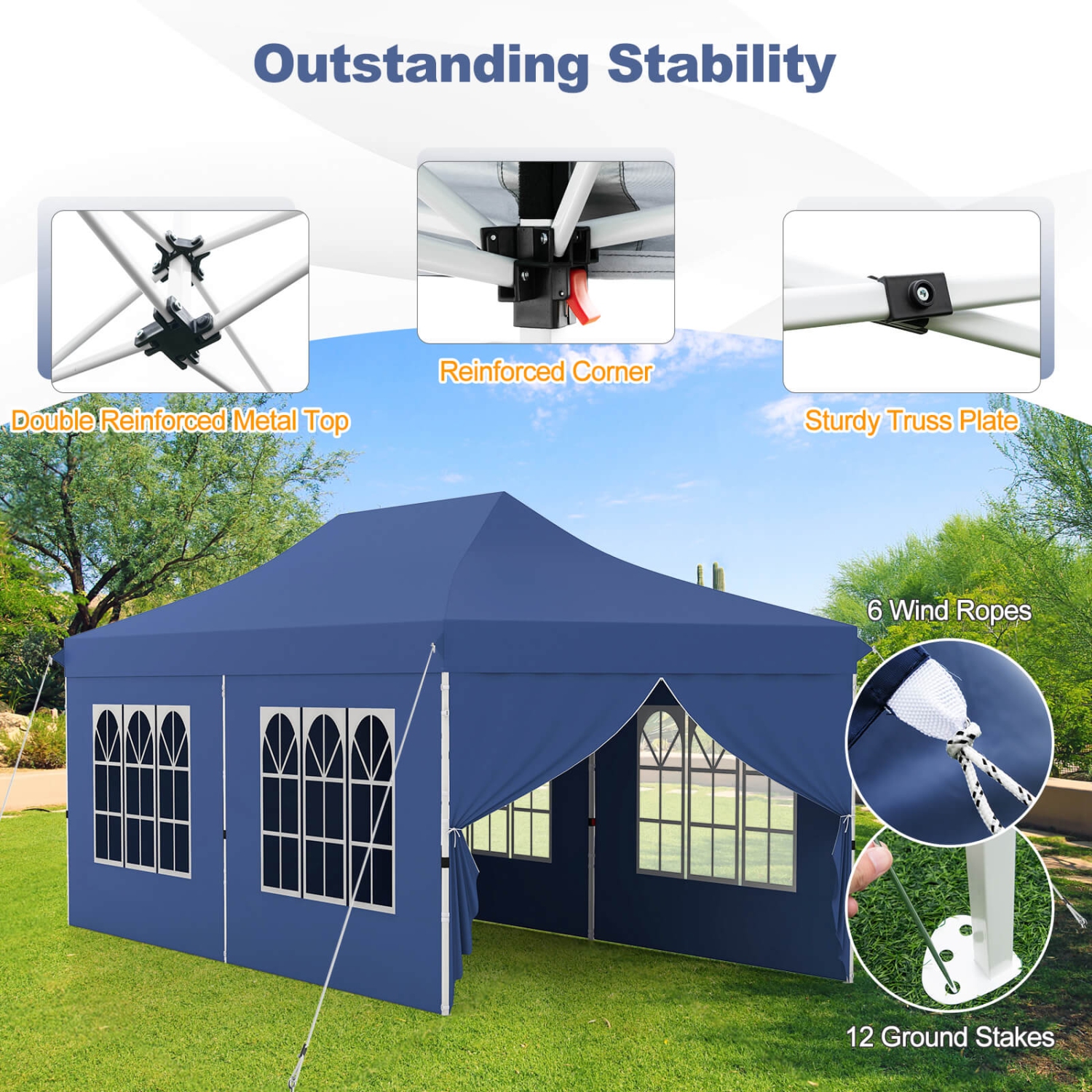 Costway 10 x 20FT Pop up Canopy Outdoor Canopy Tent with 6 Sidewalls Carrying Bag