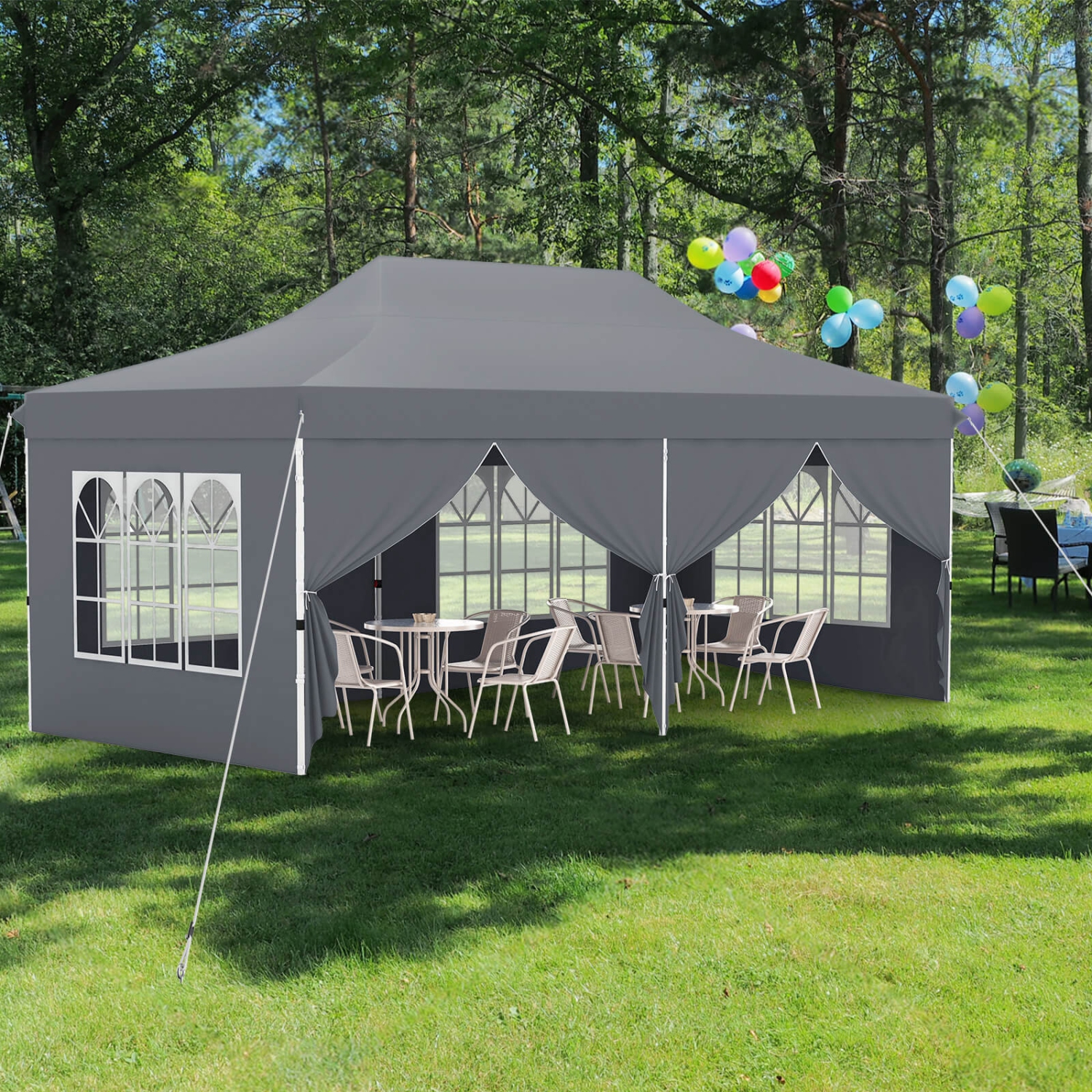 Costway 10 x 20FT Pop up Canopy Outdoor Canopy Tent with 6 Sidewalls Carrying Bag