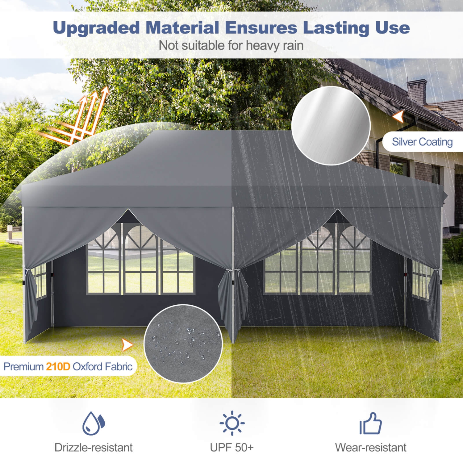 Costway 10 x 20FT Pop up Canopy Outdoor Canopy Tent with 6 Sidewalls Carrying Bag