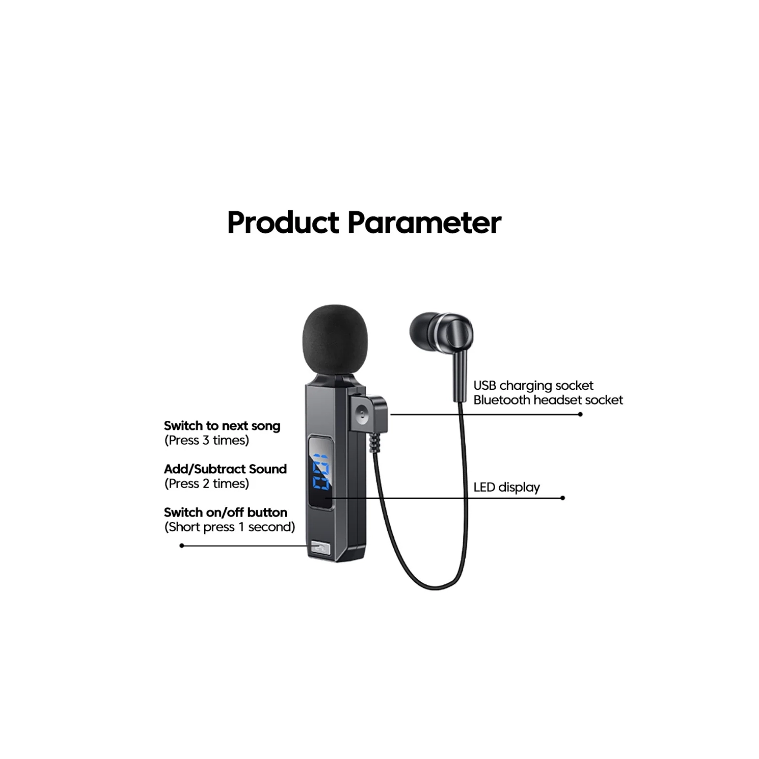 Collar-clip Headphones Bluetooth Wireless Earbuds With Microphone HD Calling Noise Canceling Earphones Sports Headset With Charging Case