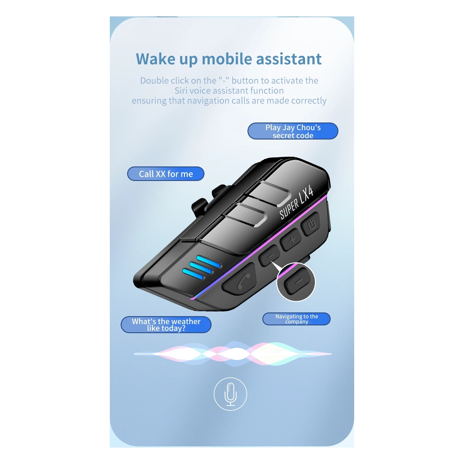 Motorcycle Helmet Bluetooth Headset, Breathing Light Helmet Bluetooth Headset,2 IN 1 Mic CVC Wireless Moto Earphone for Helmets