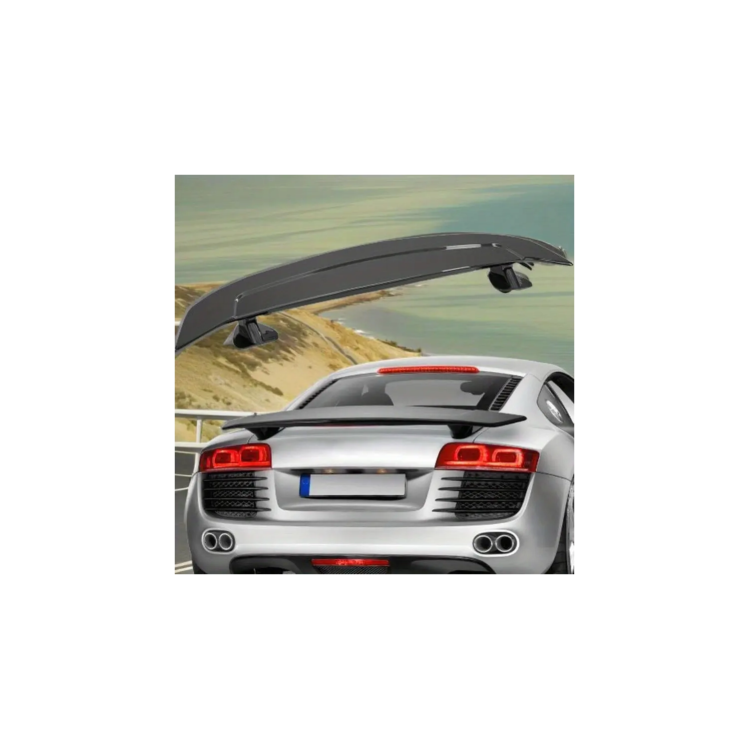 Aileron GT noir pour berlines et coupés, 2 klaxons de voiture de 5&nbsp;po, tapis protecteurs Silhouette colorés pour voitures, VUS et camions